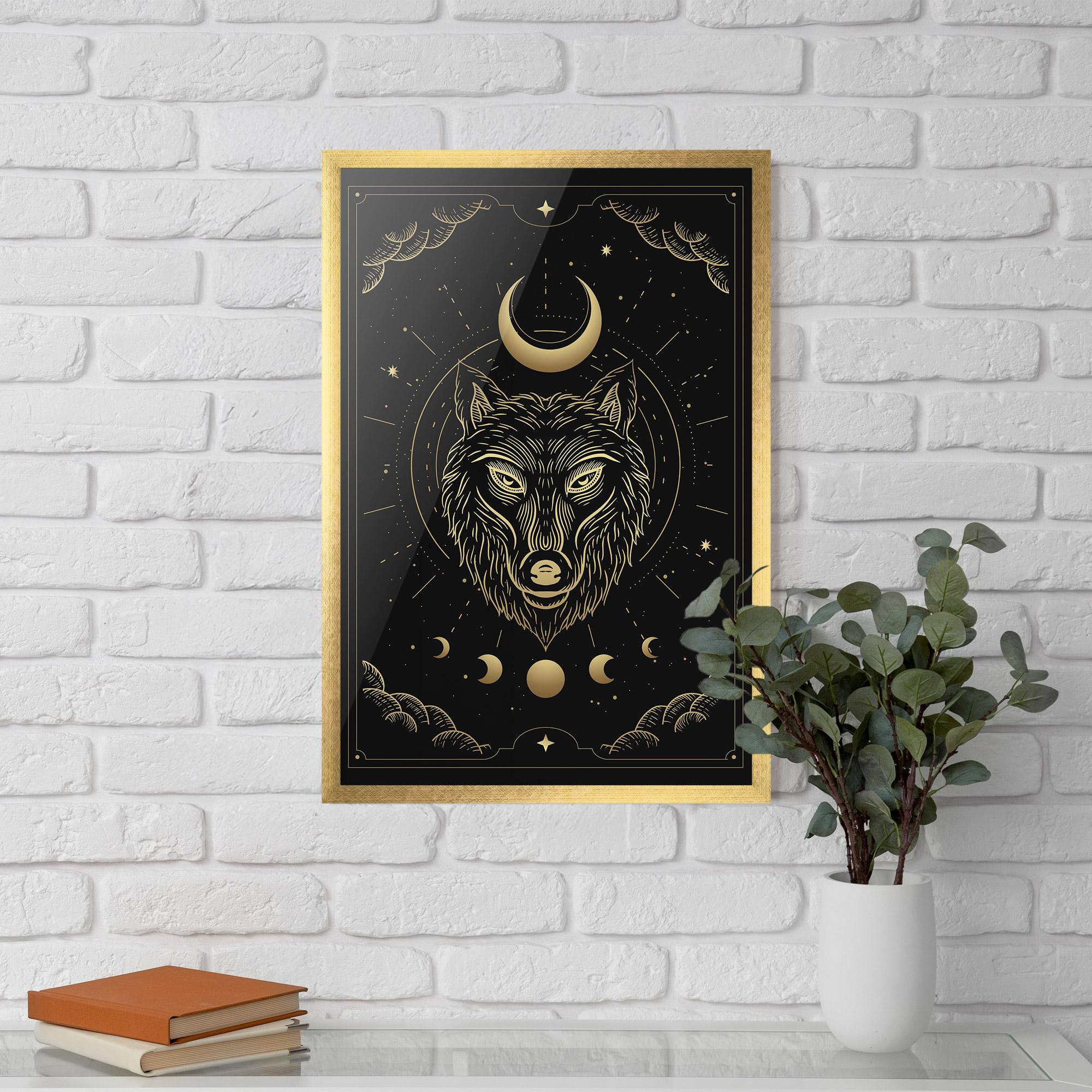 Poster Înrămat Gold Line Wolf mockup 5