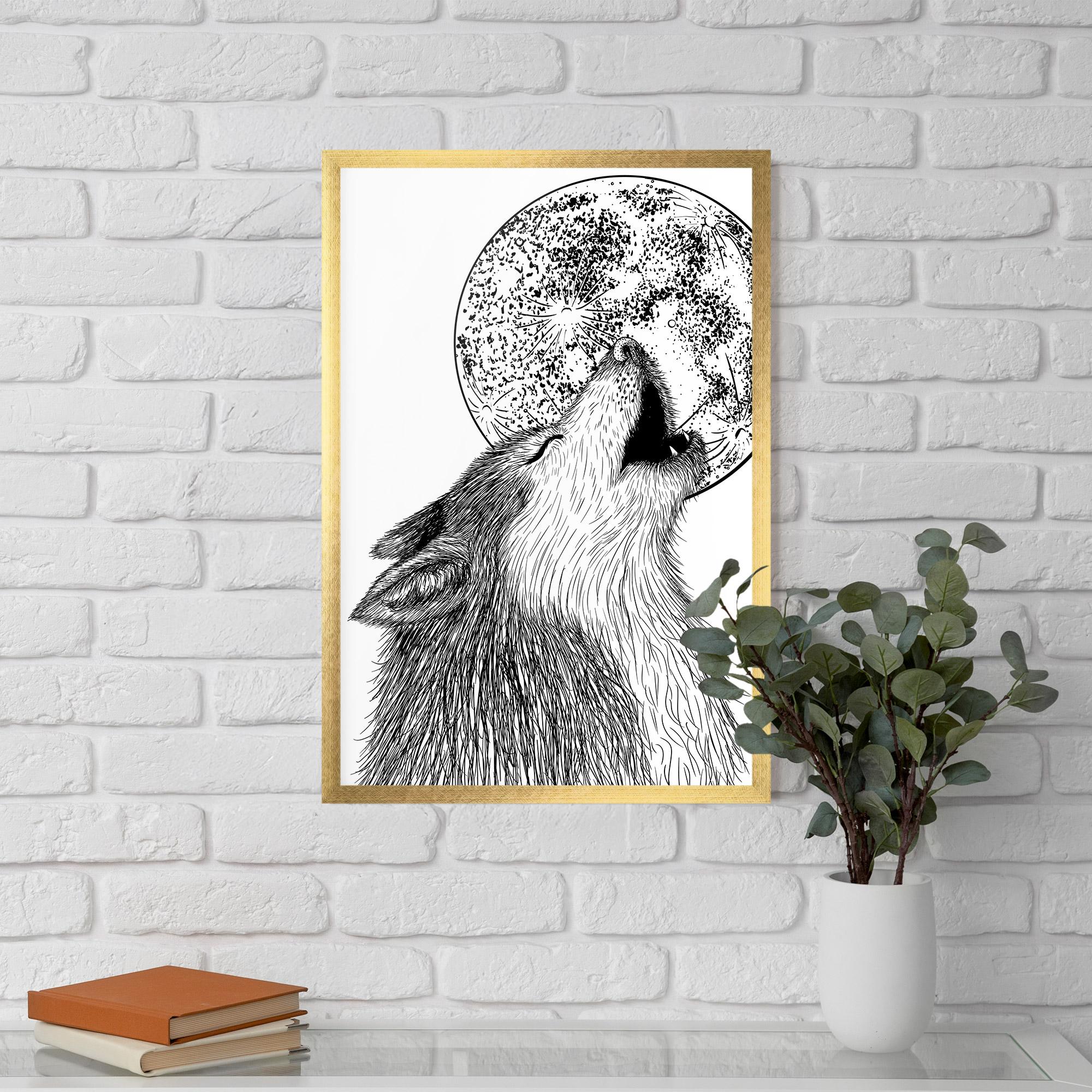 Poster Înrămat Pretty Moon Wolf mockup 5