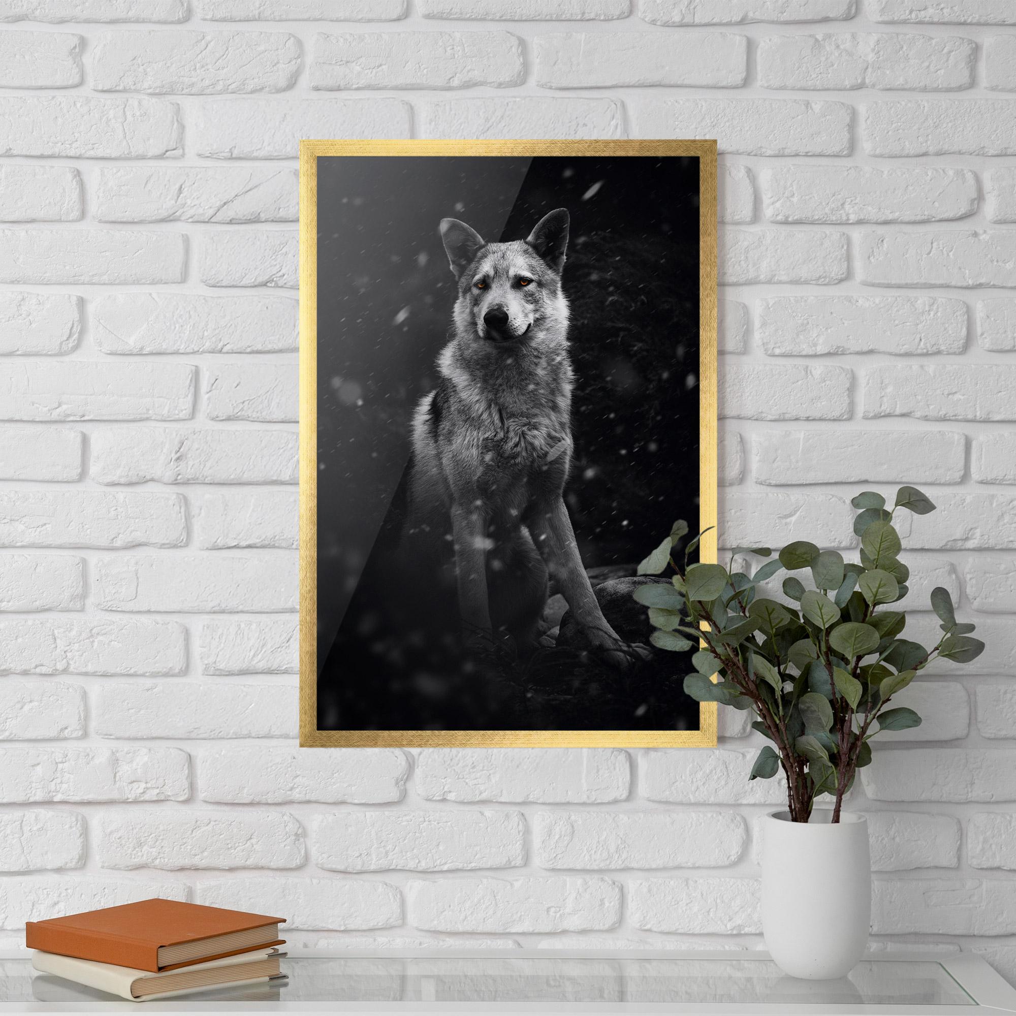 Poster Înrămat Sitting Wolf mockup 5
