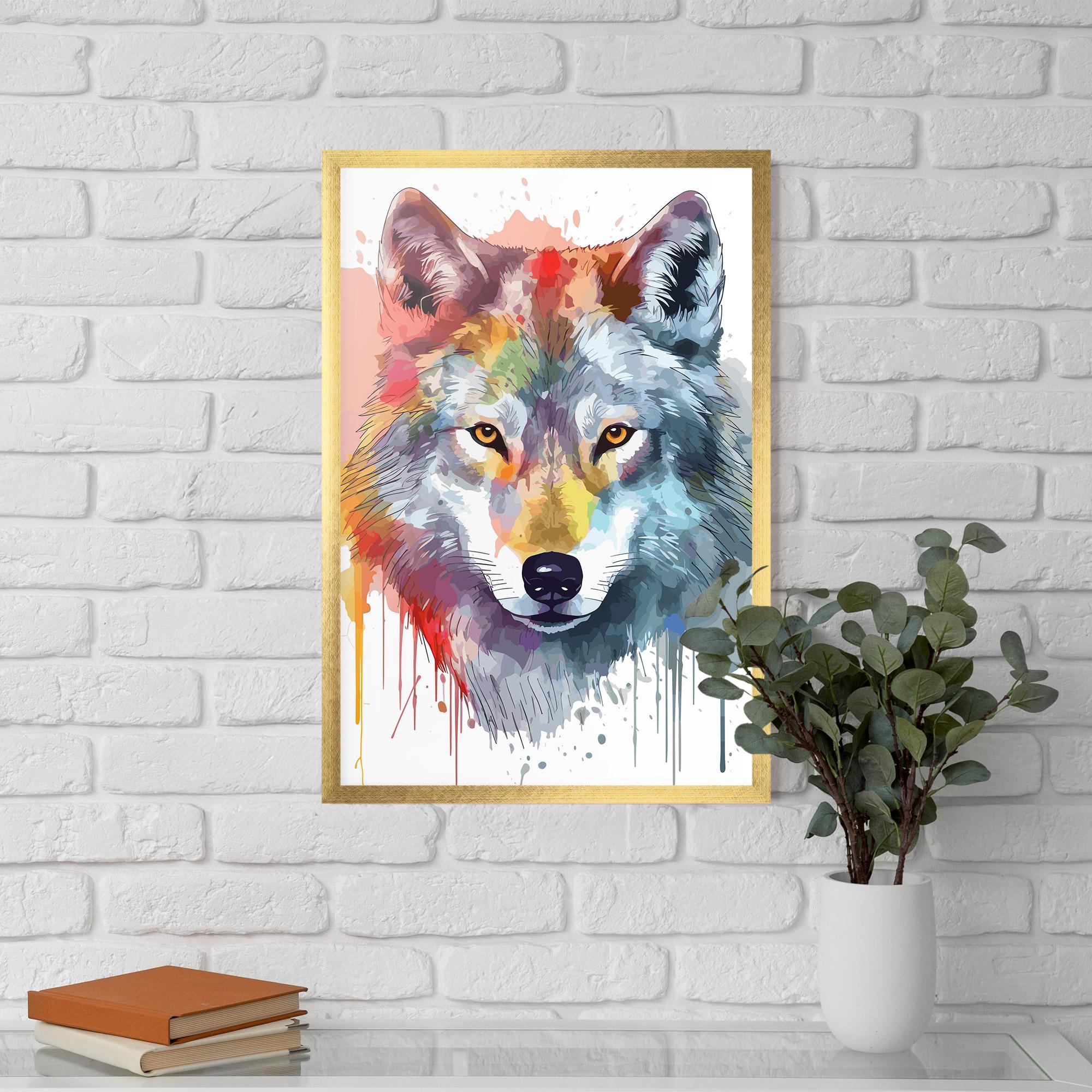 Poster Înrămat Watercolor Wolf mockup 5