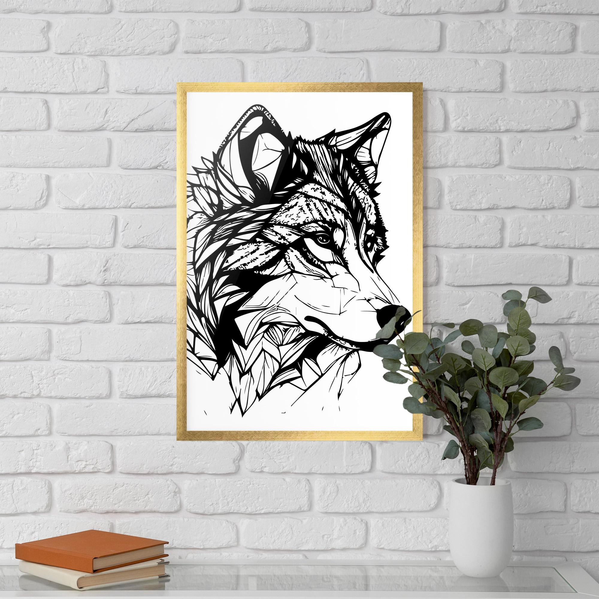 Poster Înrămat Wolf Head Line mockup 5