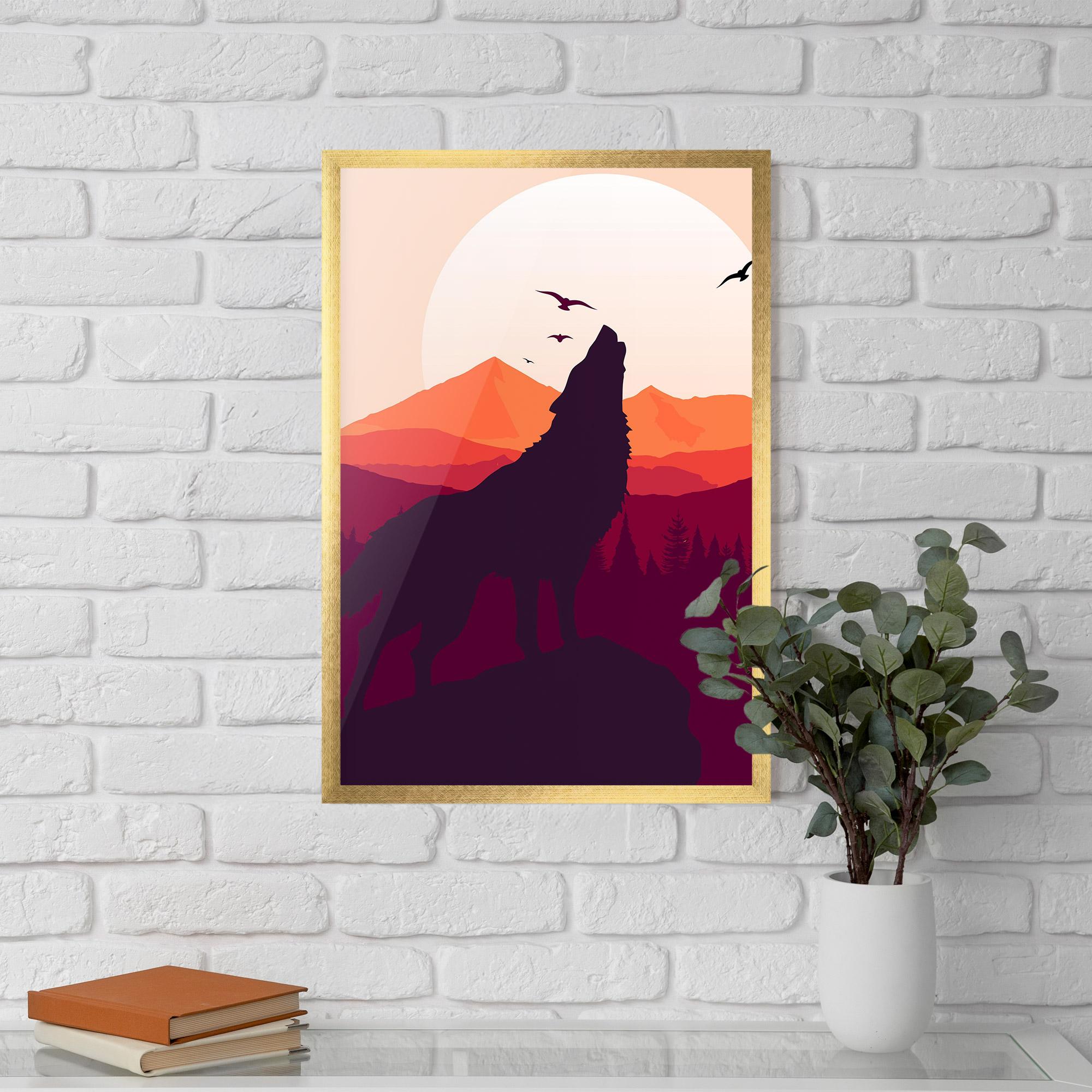 Poster Înrămat Wolf Pink Moon mockup 5
