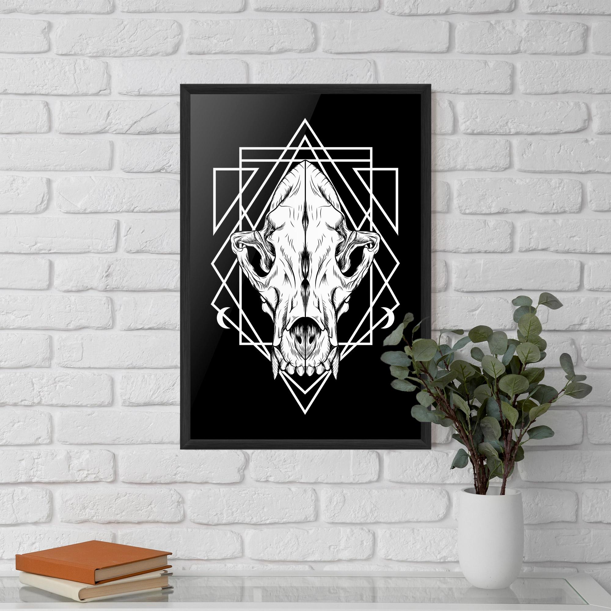 Poster Înrămat Dark Wolf Skull mockup 5