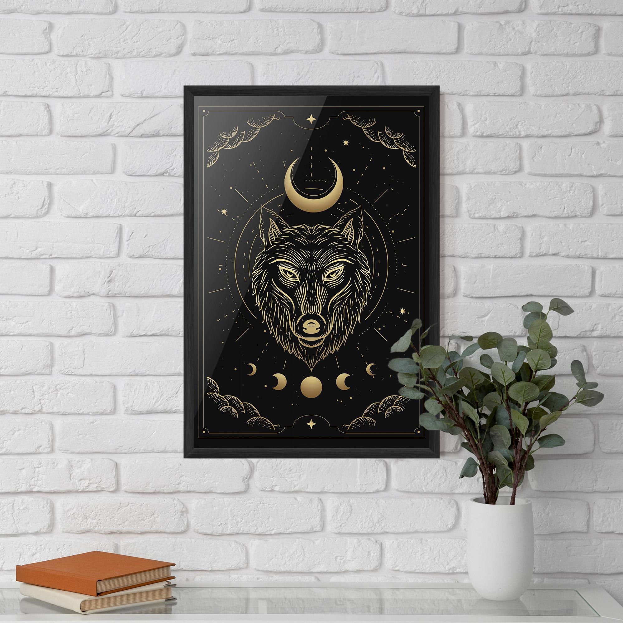 Poster Înrămat Gold Line Wolf mockup 5
