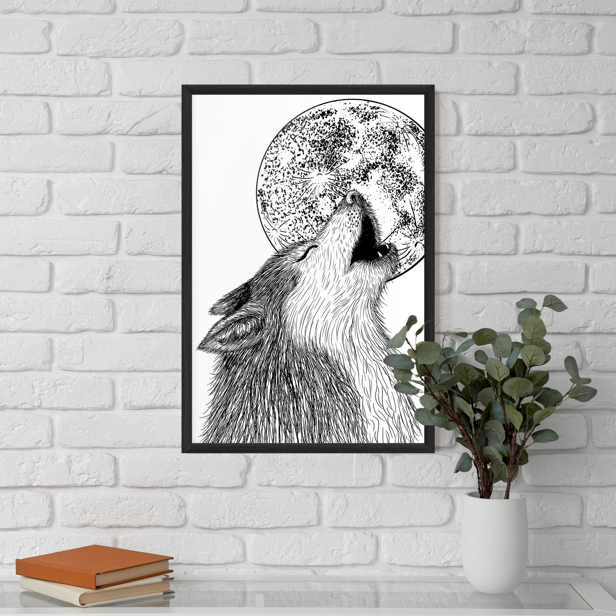 Poster Înrămat Pretty Moon Wolf mockup 5