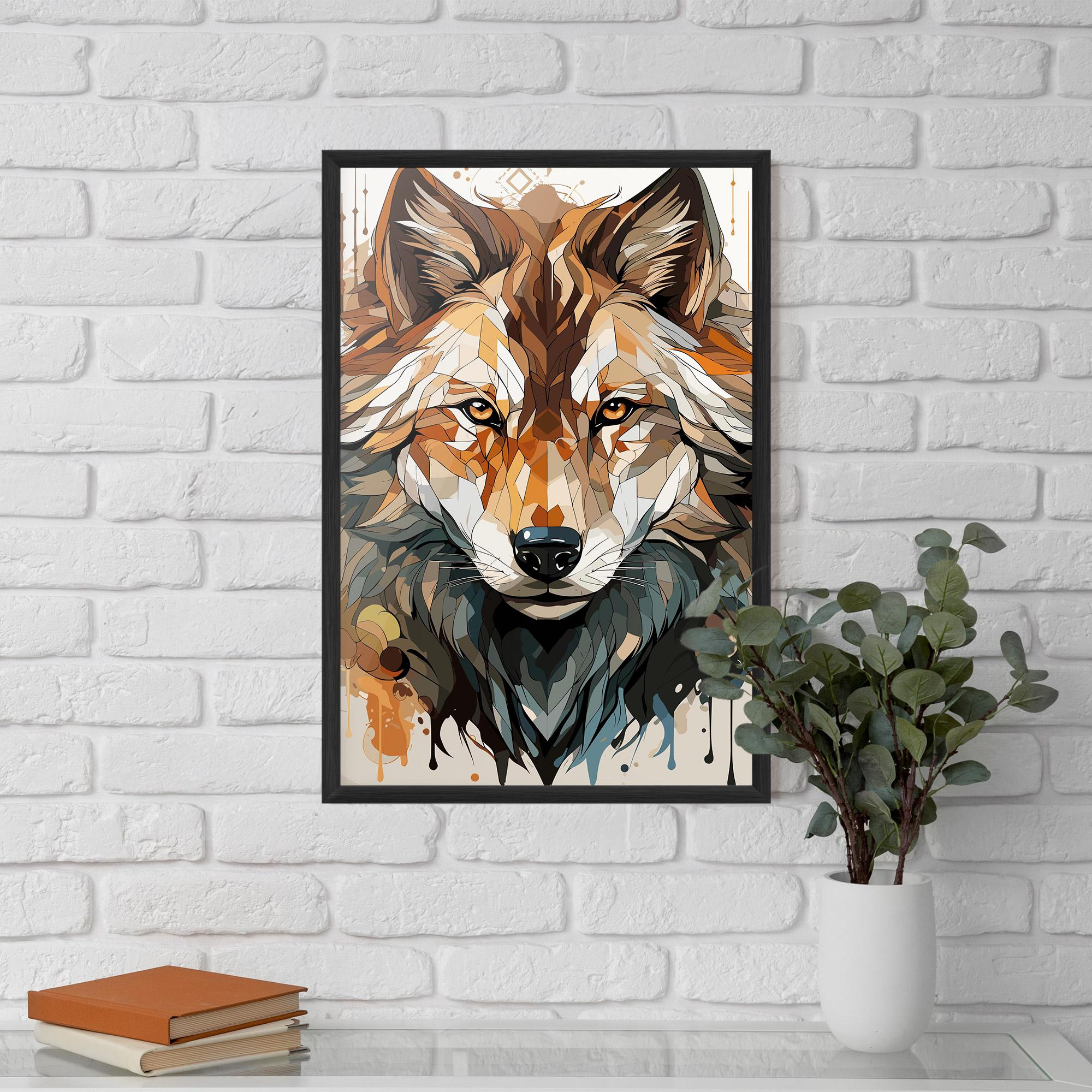 Poster Înrămat Pretty Orange Wolf mockup 5