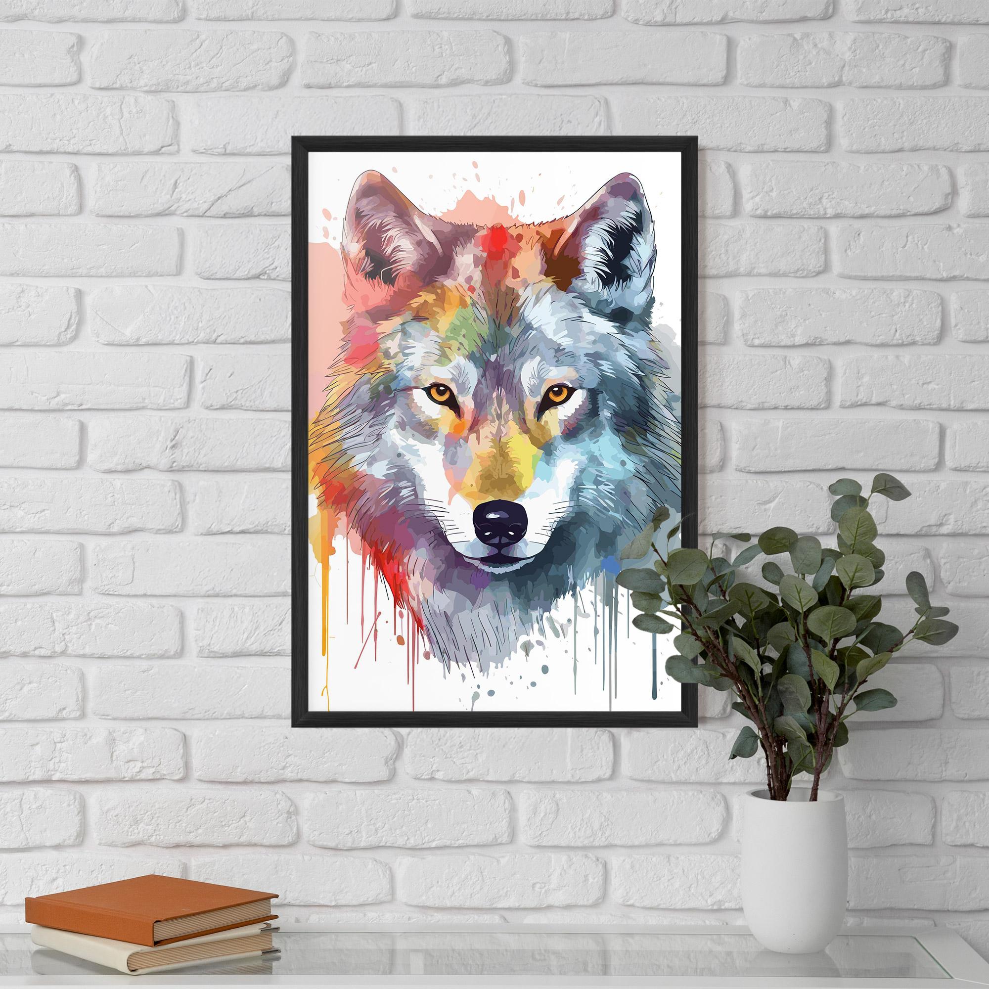 Poster Înrămat Watercolor Wolf mockup 5