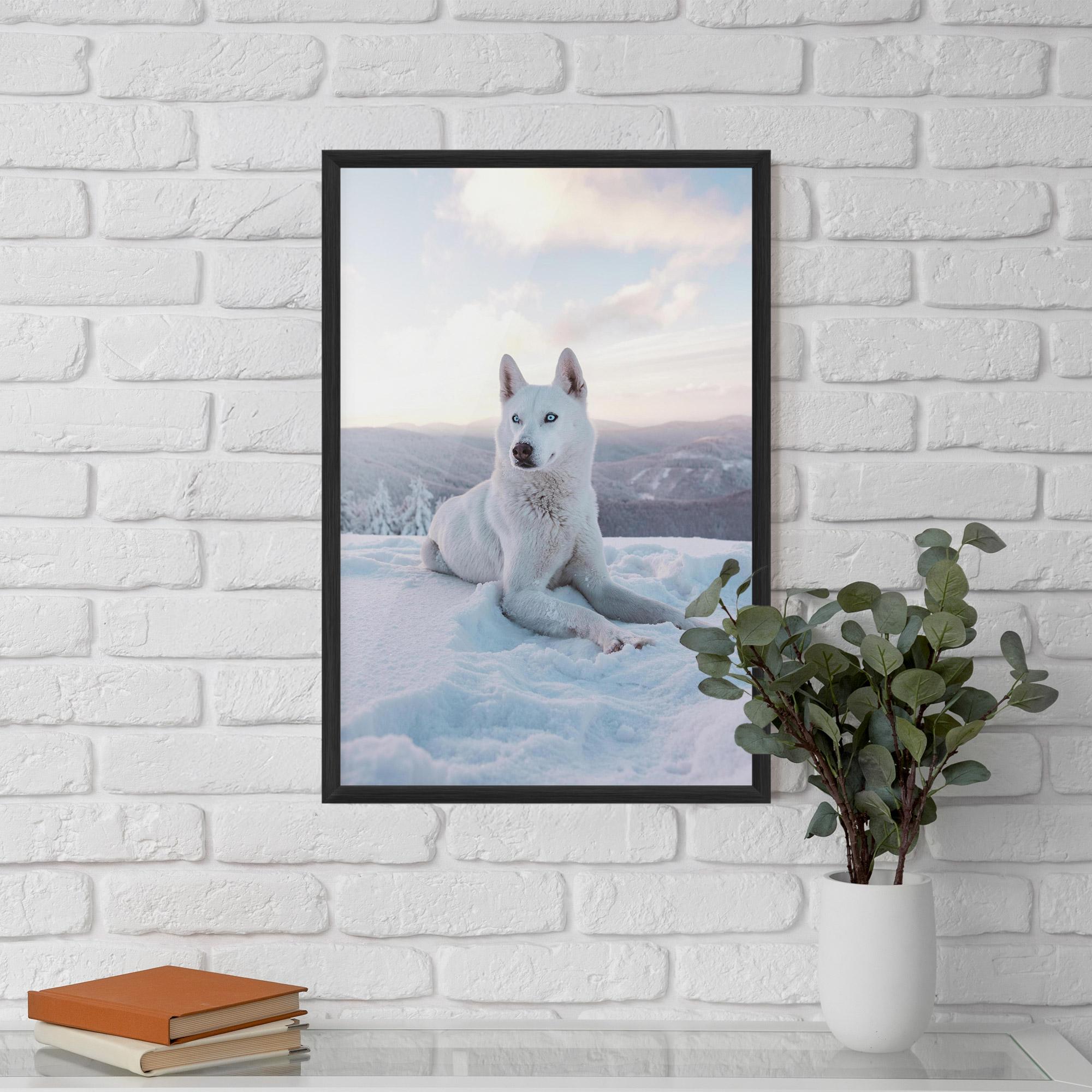 Poster Înrămat White Snow Wolf mockup 5