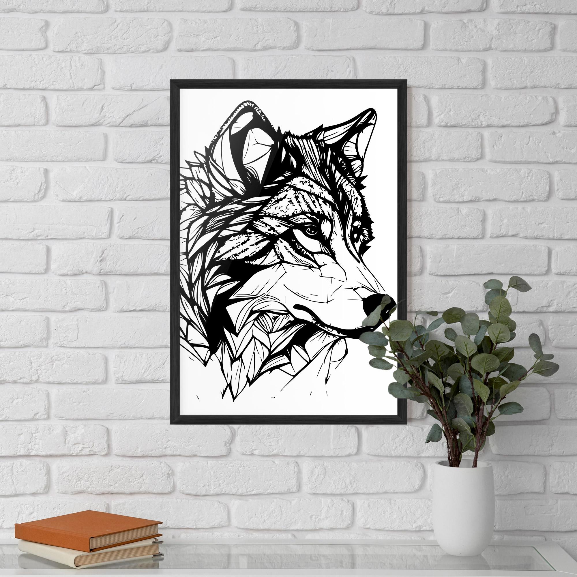 Poster Înrămat Wolf Head Line mockup 5