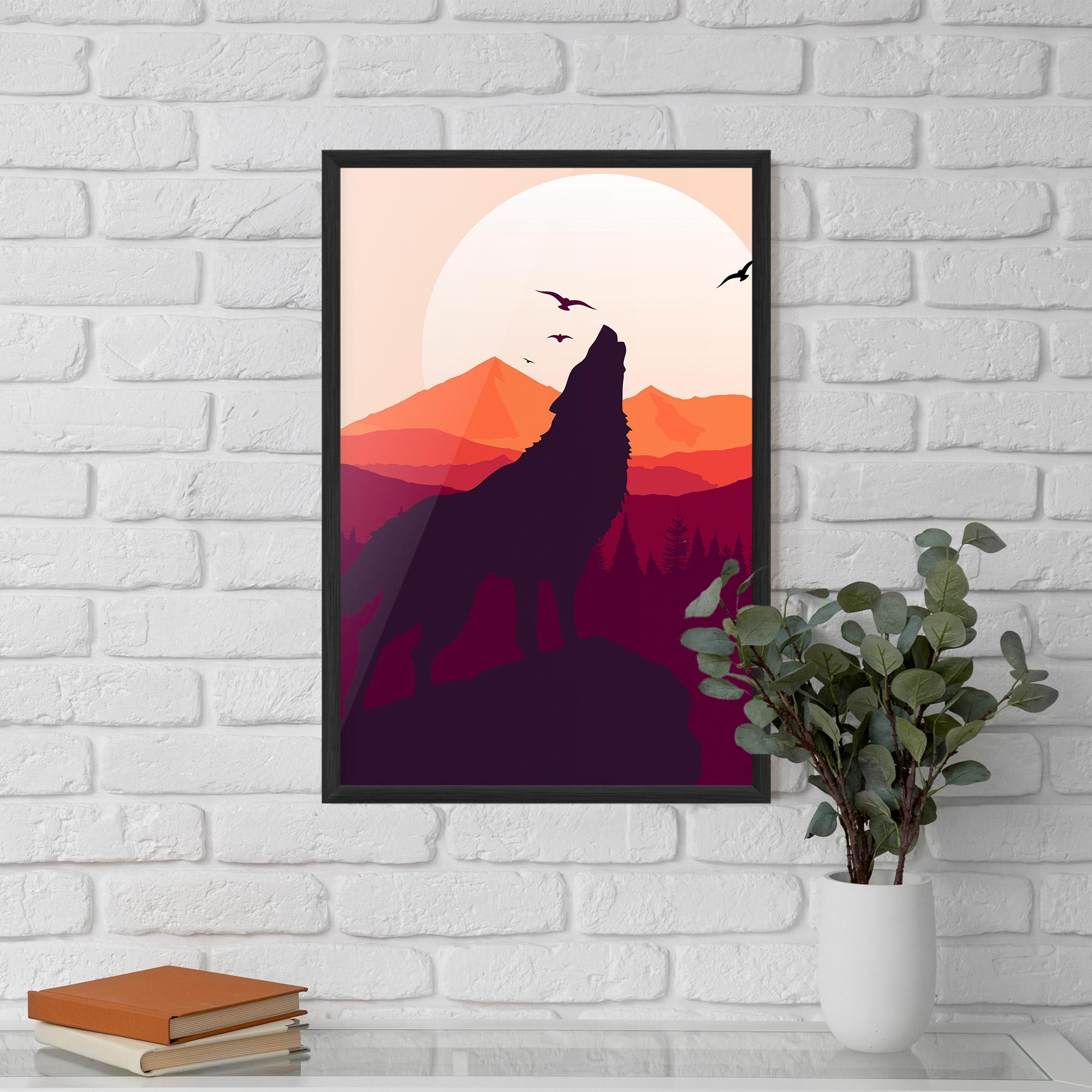 Poster Înrămat Wolf Pink Moon mockup 5