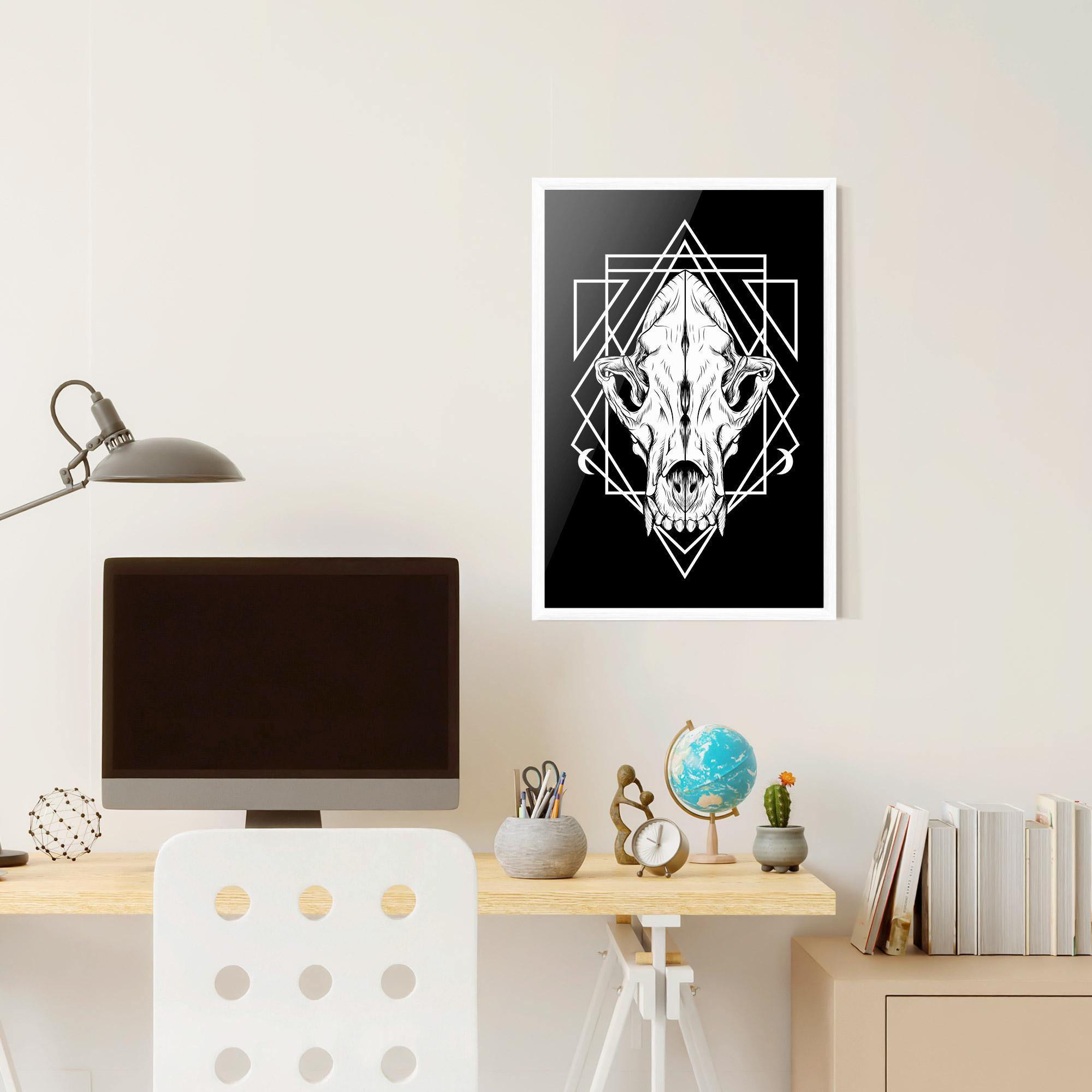 Poster Înrămat Dark Wolf Skull mockup 6