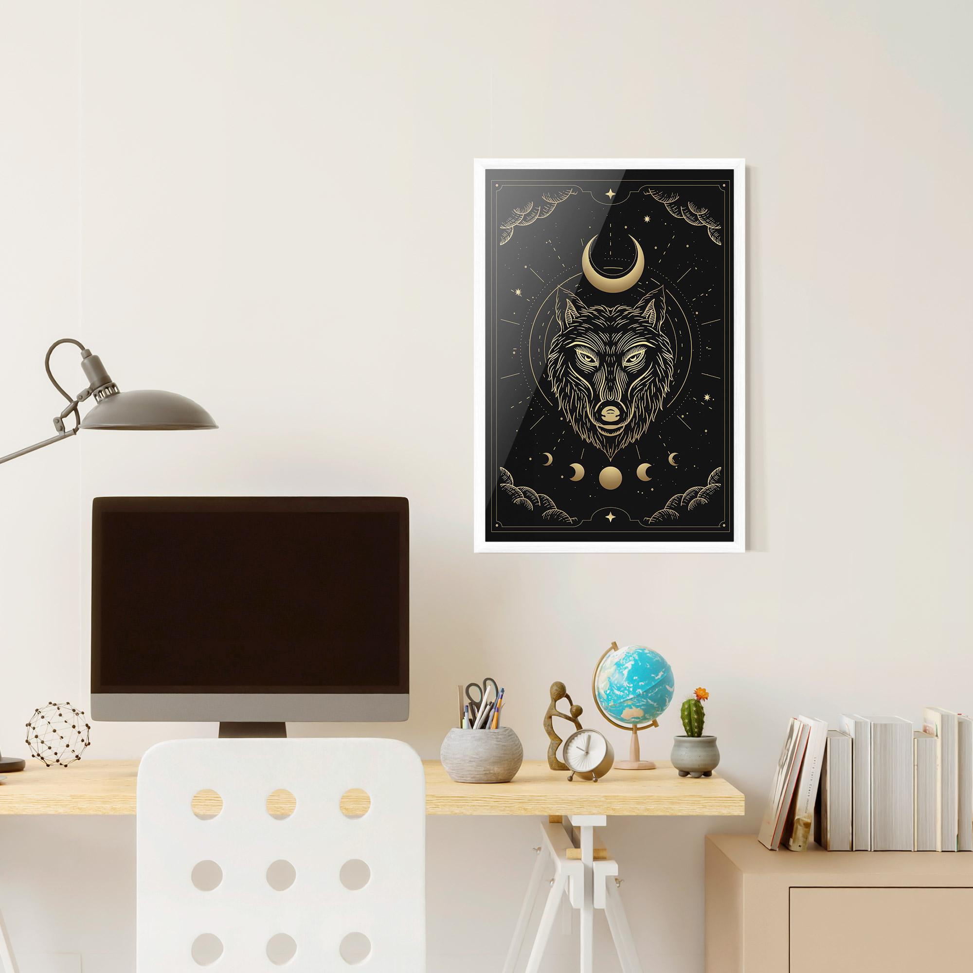 Poster Înrămat Gold Line Wolf mockup 6