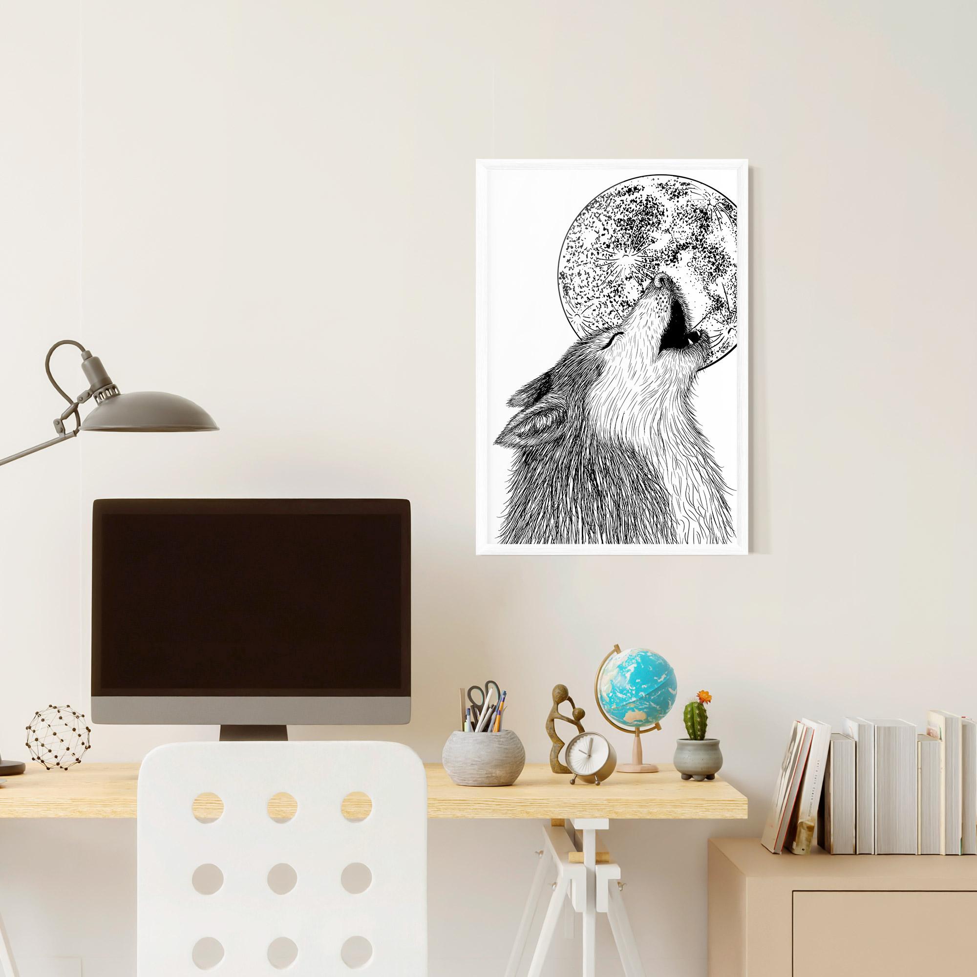 Poster Înrămat Pretty Moon Wolf mockup 6