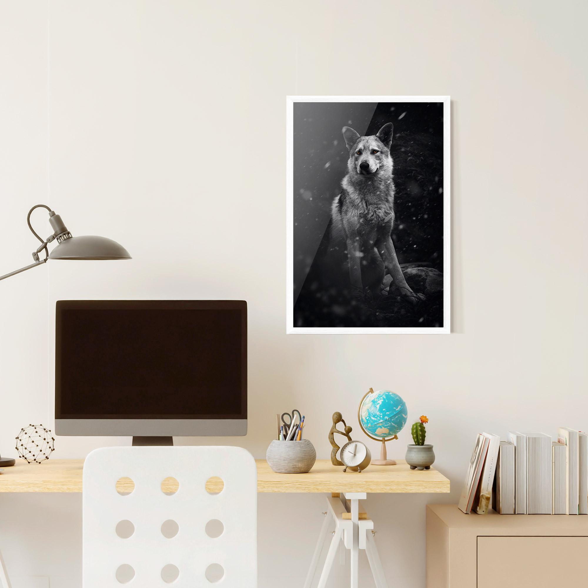Poster Înrămat Sitting Wolf mockup 6