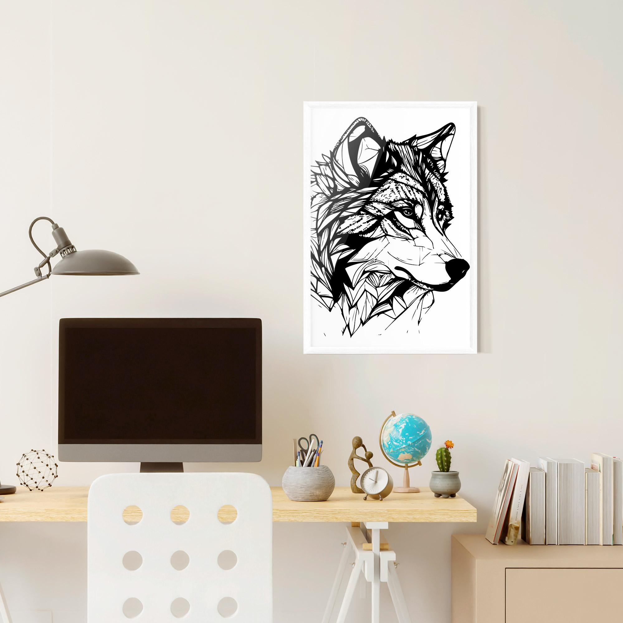 Poster Înrămat Wolf Head Line mockup 6