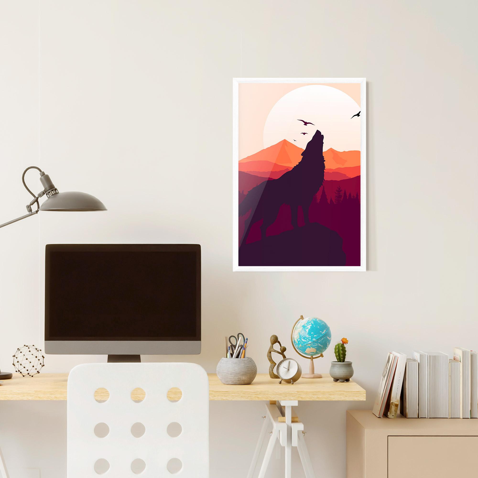 Poster Înrămat Wolf Pink Moon mockup 6