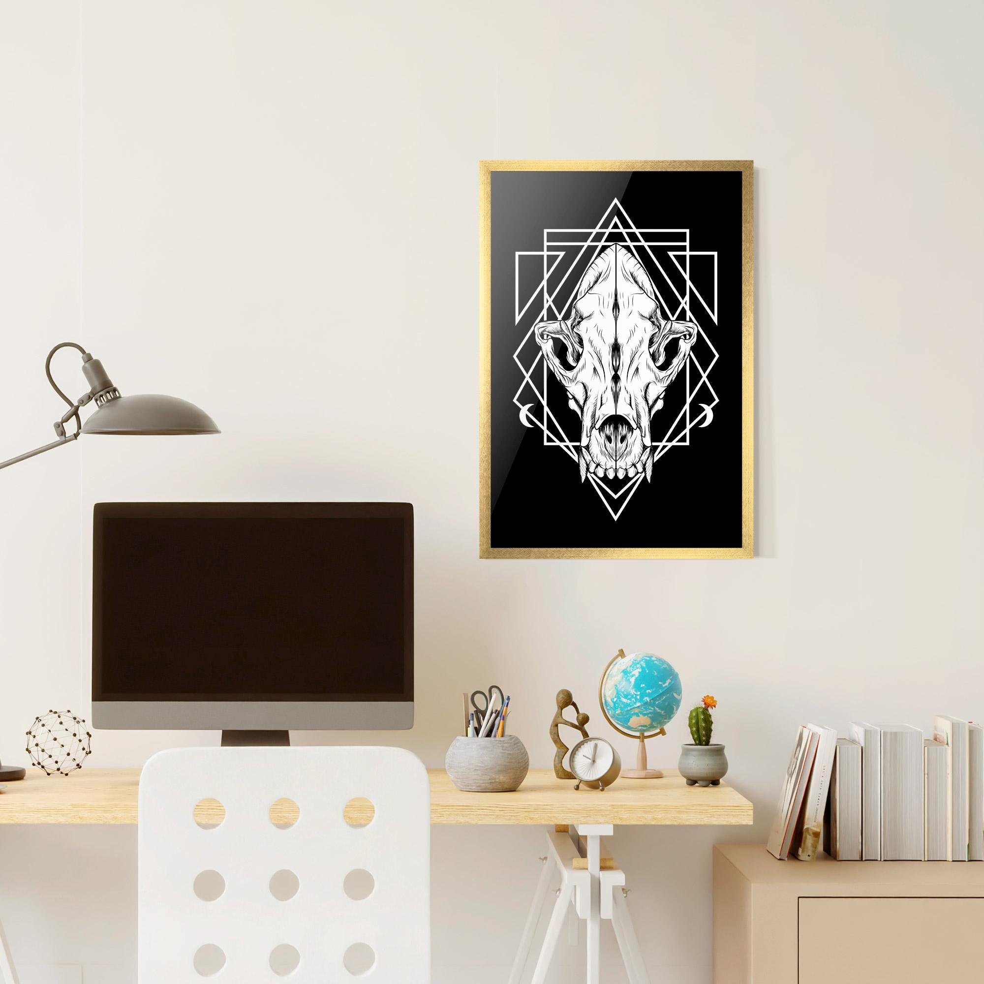 Poster Înrămat Dark Wolf Skull mockup 6