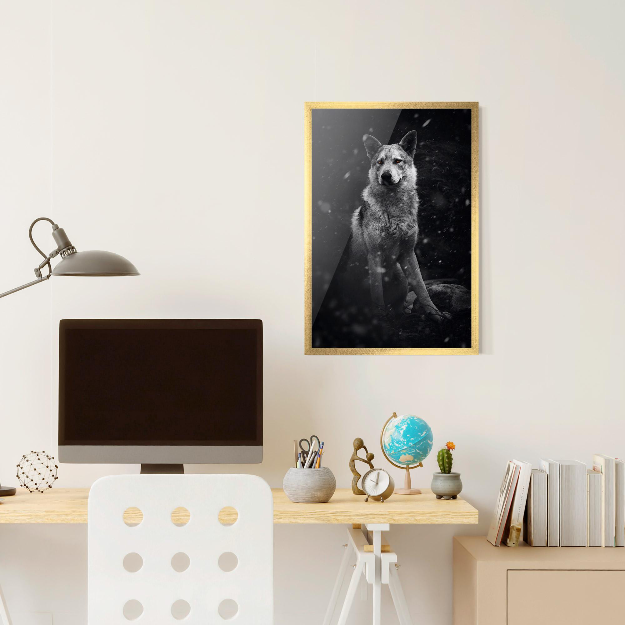 Poster Înrămat Sitting Wolf mockup 6