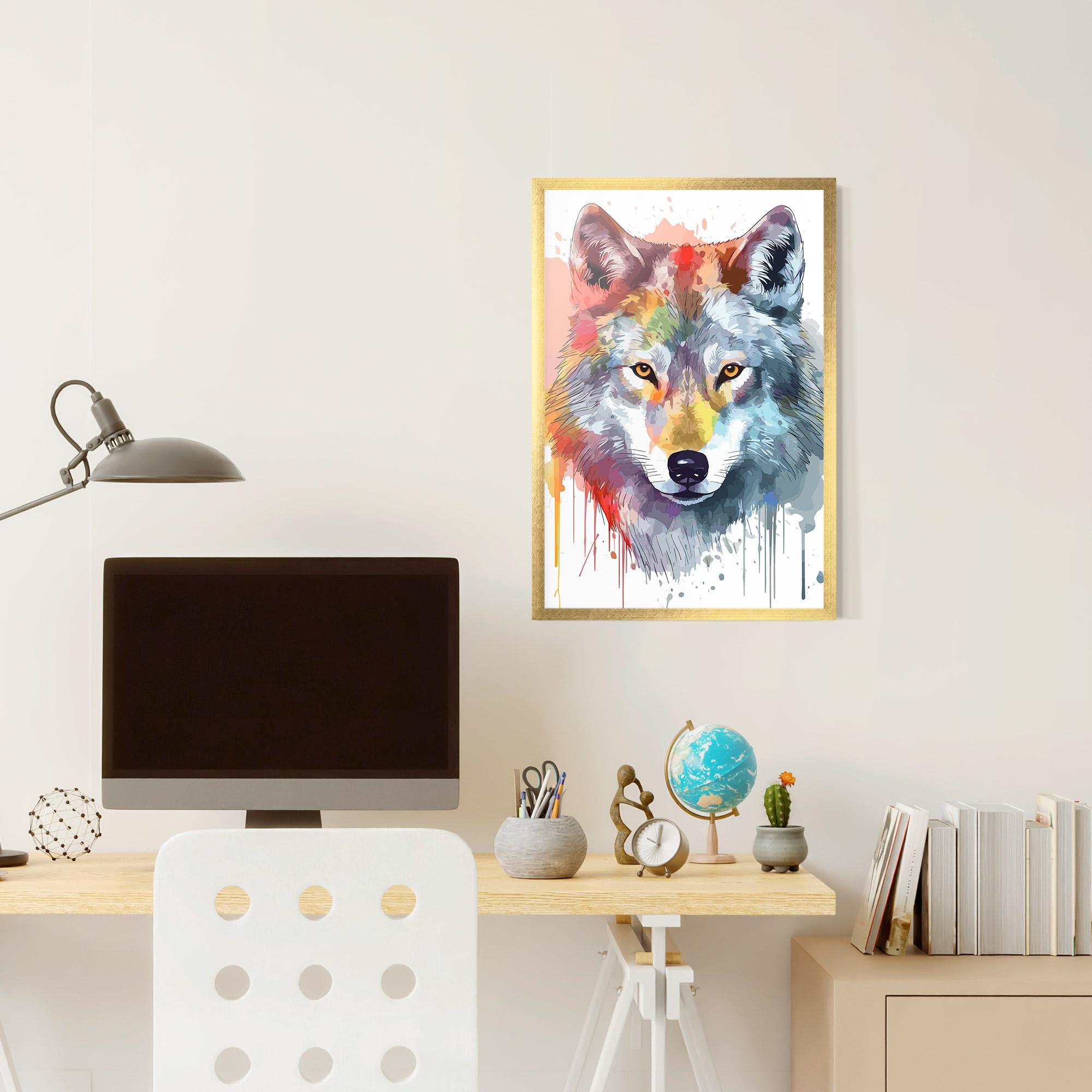 Poster Înrămat Watercolor Wolf mockup 6