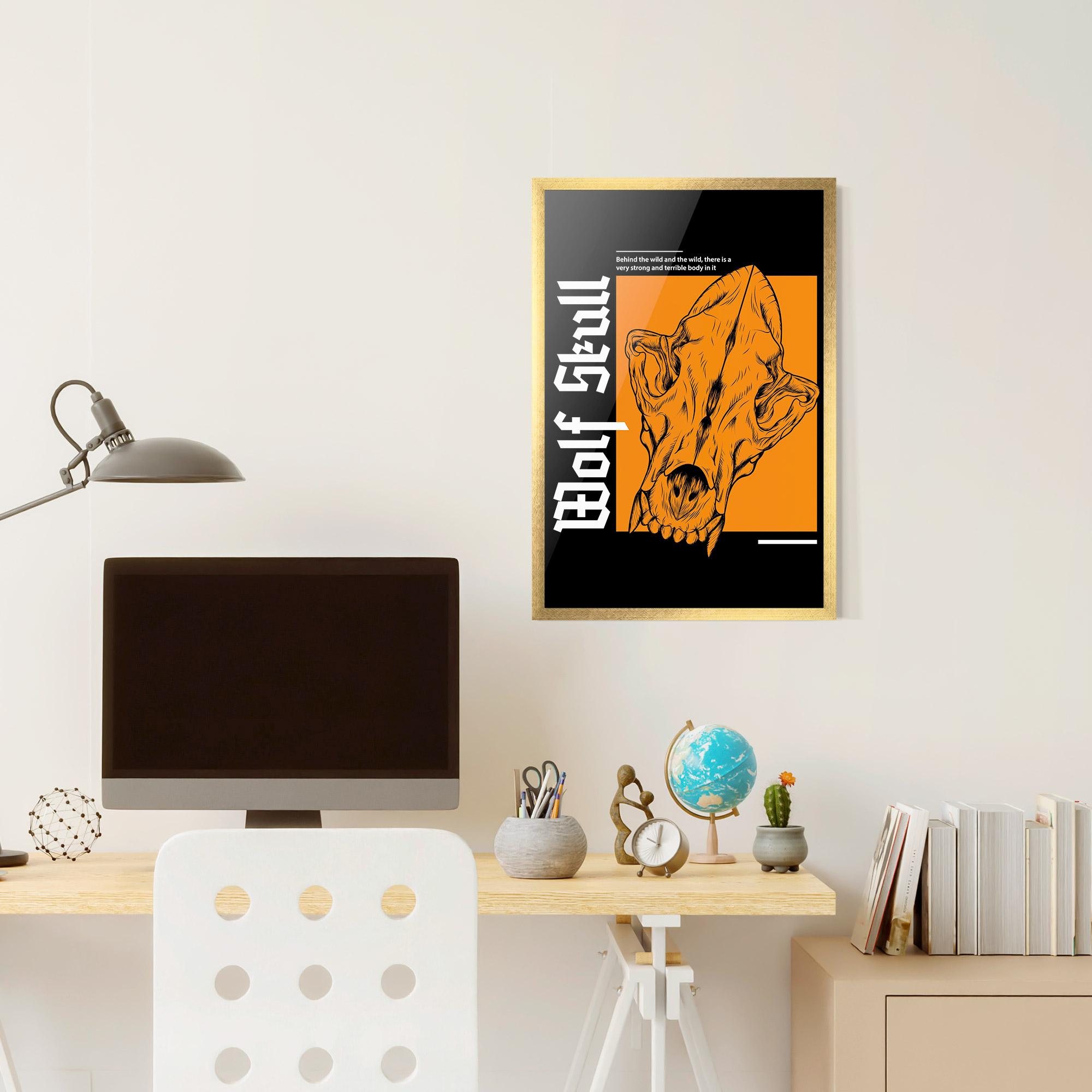 Poster Înrămat Wolf Skull mockup 6