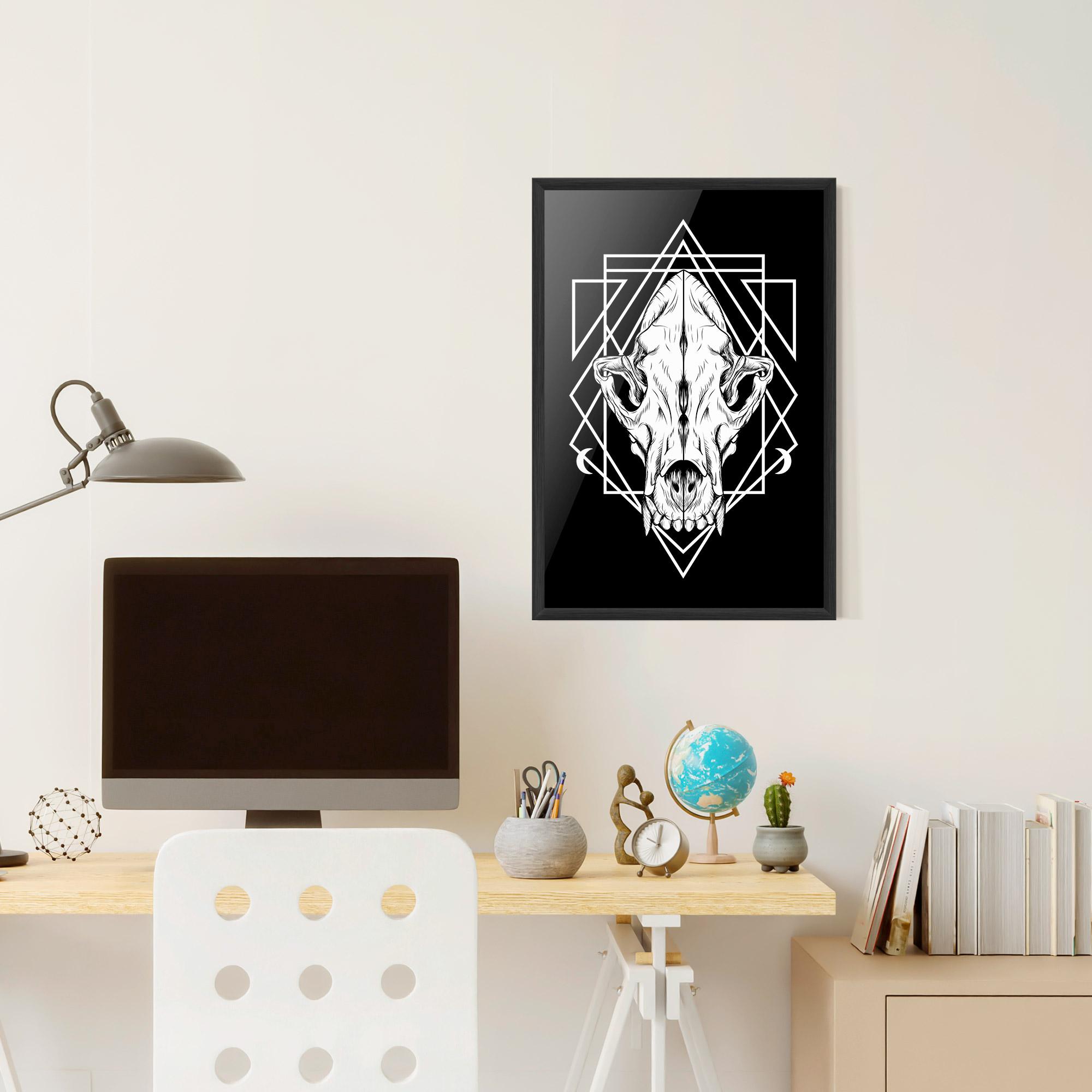 Poster Înrămat Dark Wolf Skull mockup 6