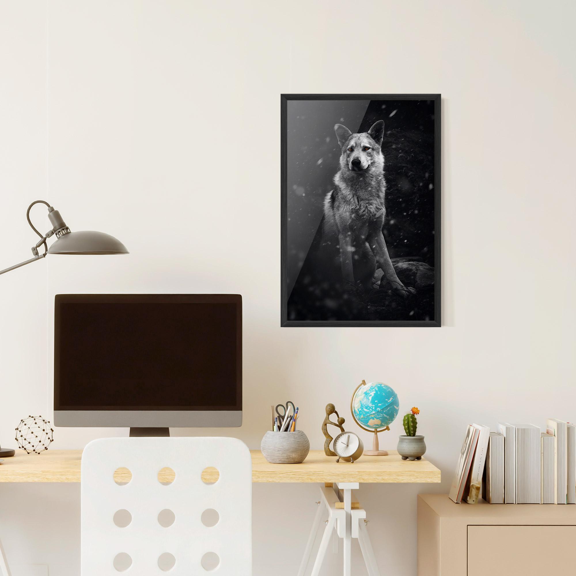 Poster Înrămat Sitting Wolf mockup 6