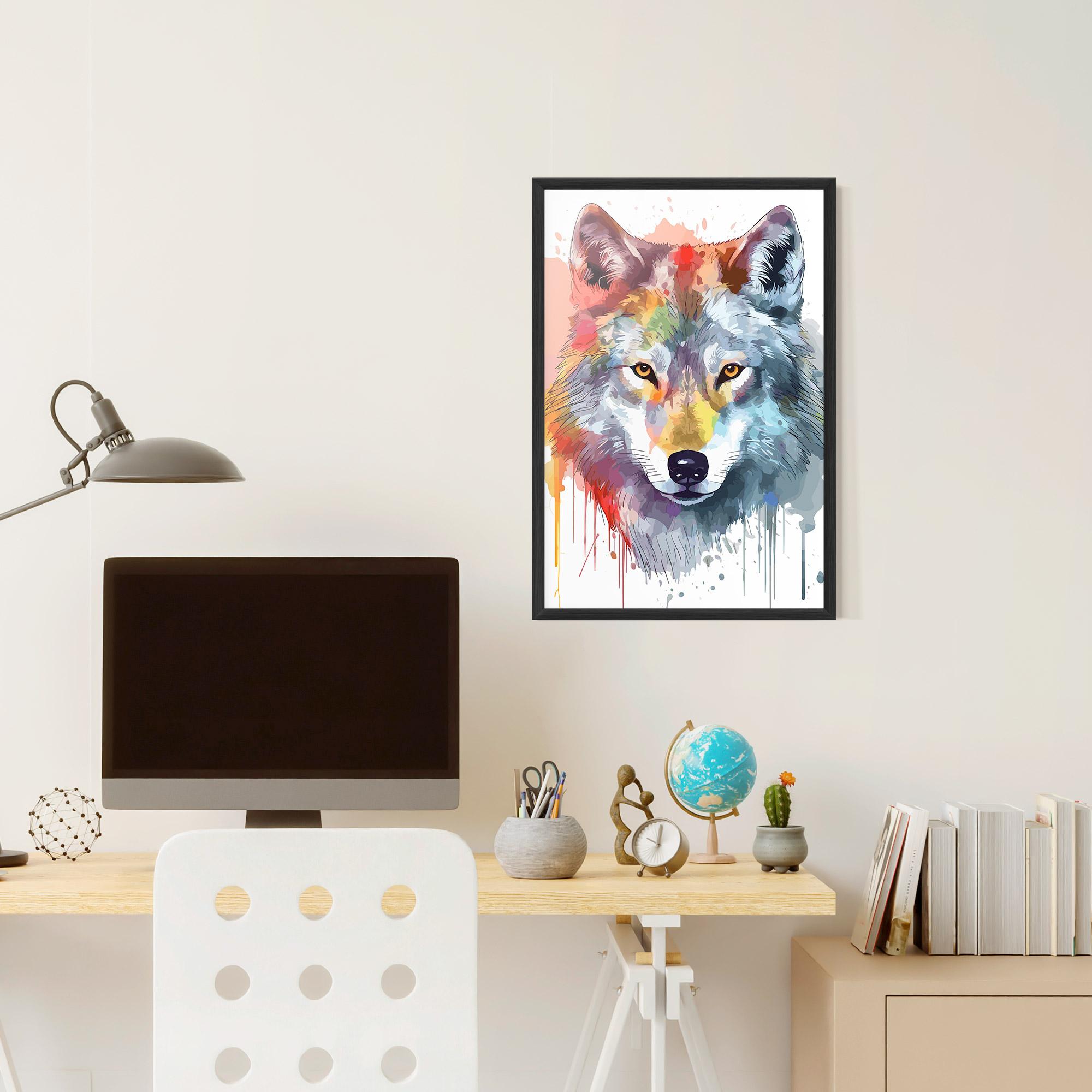 Poster Înrămat Watercolor Wolf mockup 6