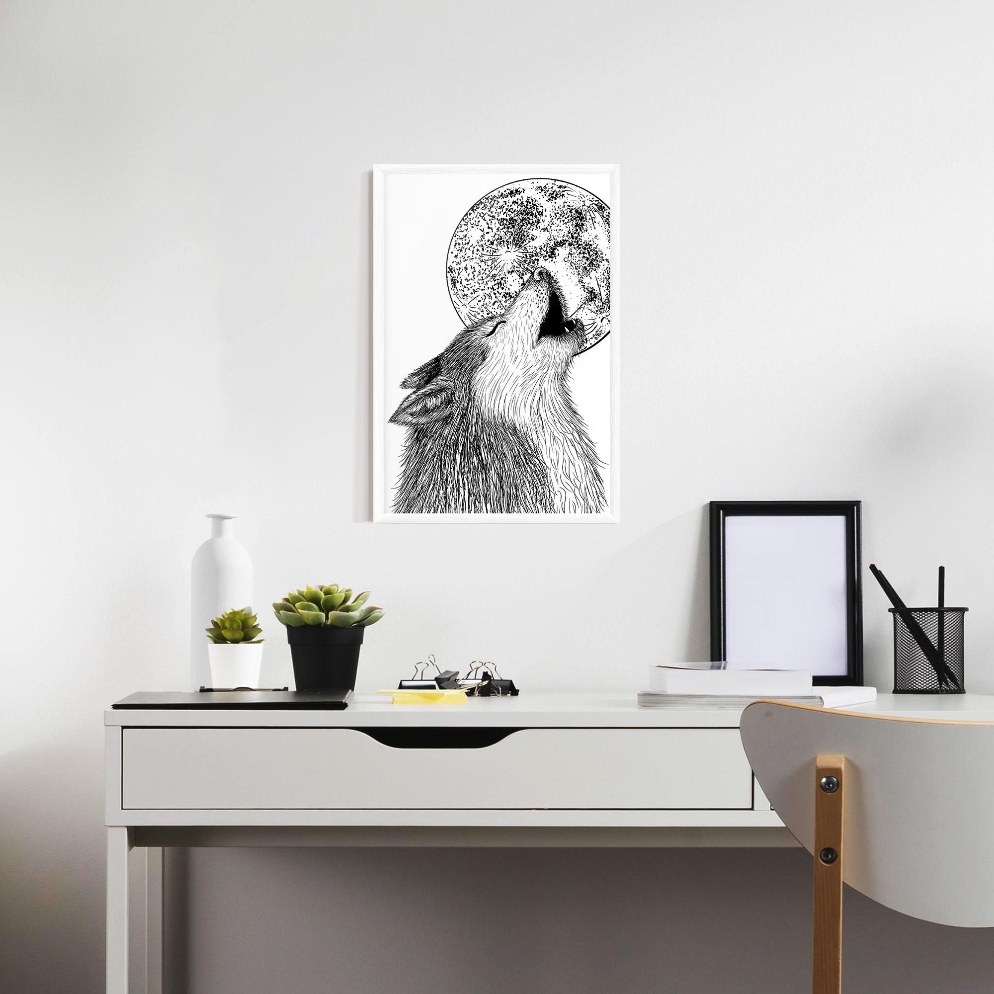 Poster Înrămat Pretty Moon Wolf mockup 7