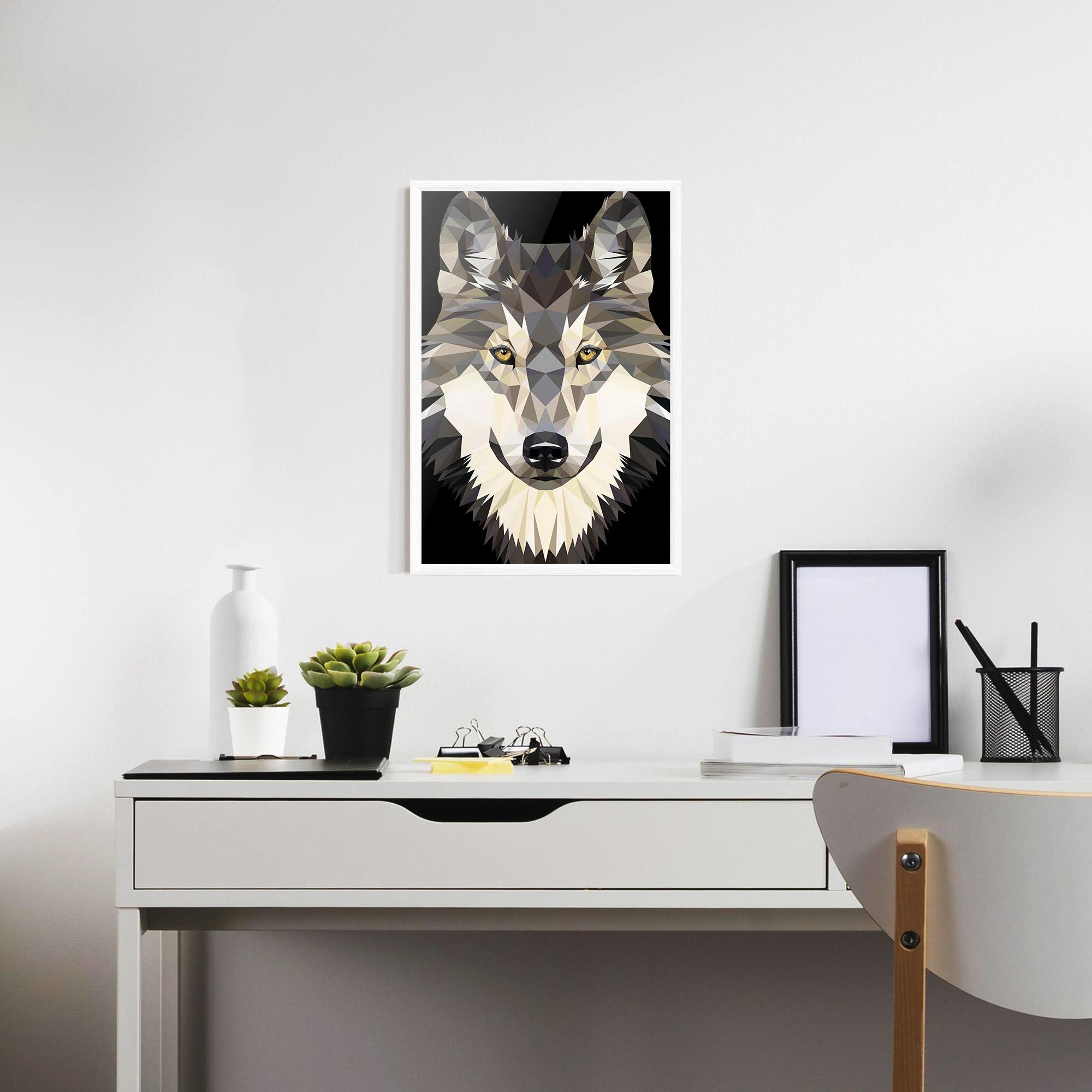 Poster Înrămat Pretty Wolf Head mockup 7