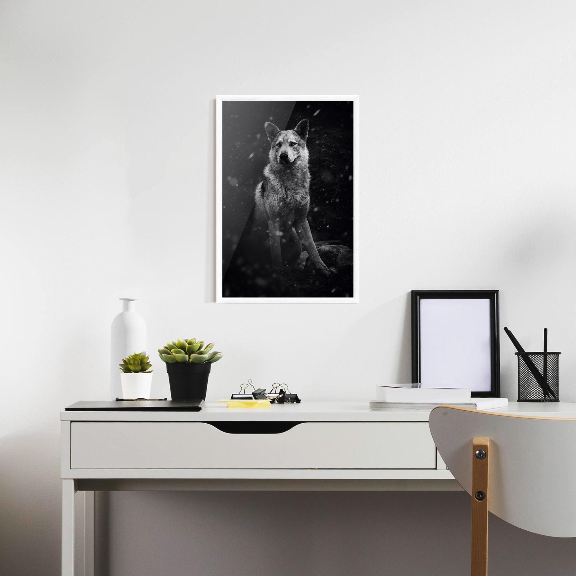 Poster Înrămat Sitting Wolf mockup 7