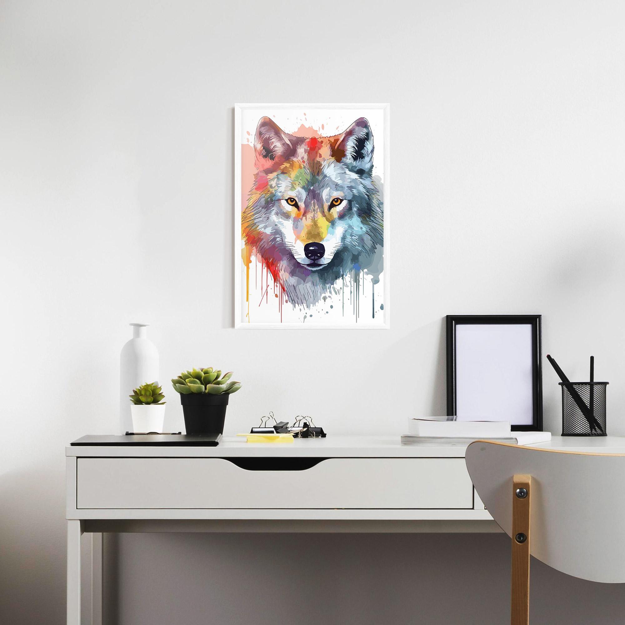 Poster Înrămat Watercolor Wolf mockup 7
