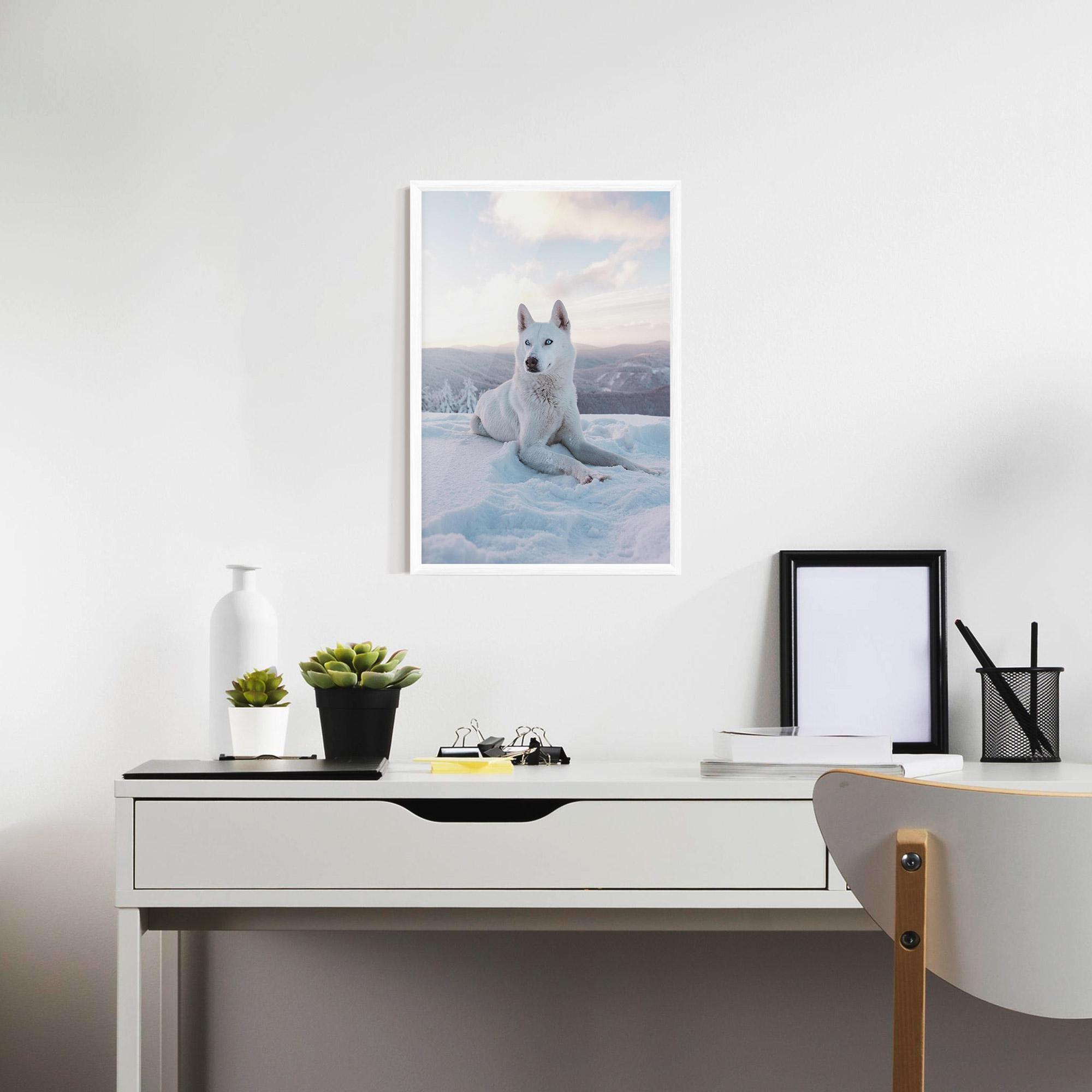 Poster Înrămat White Snow Wolf mockup 7