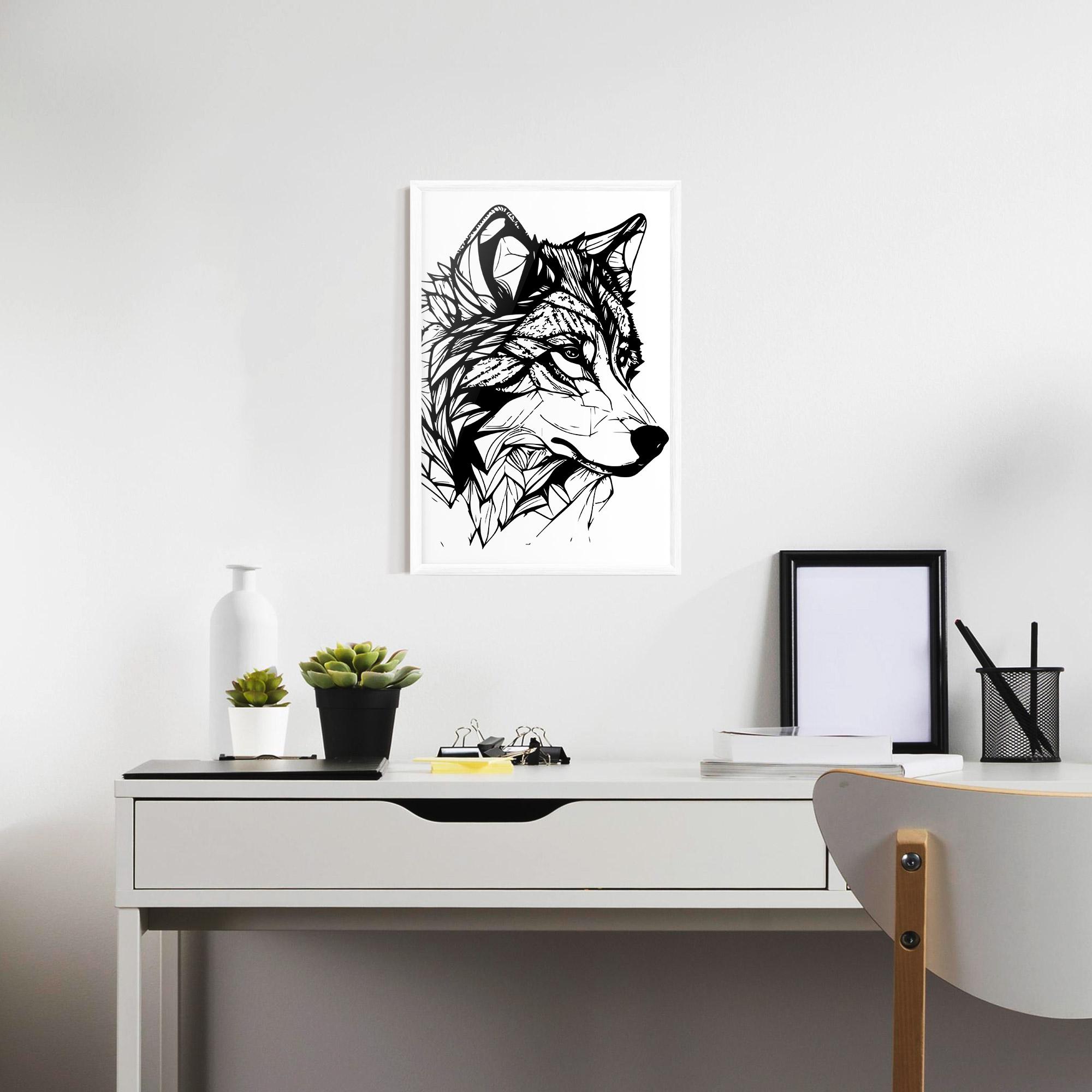Poster Înrămat Wolf Head Line mockup 7