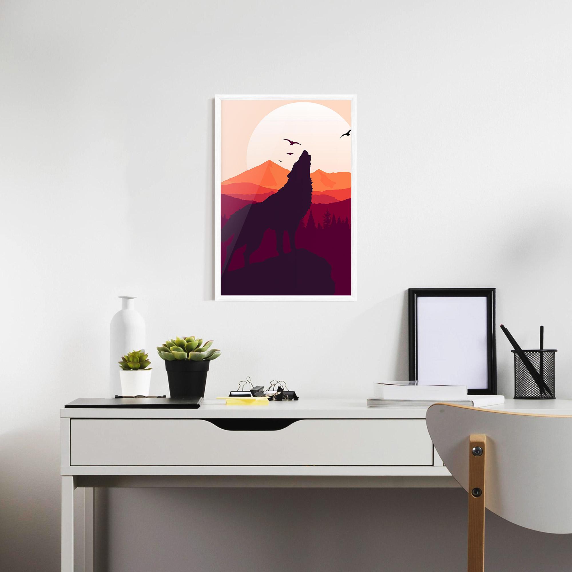 Poster Înrămat Wolf Pink Moon mockup 7