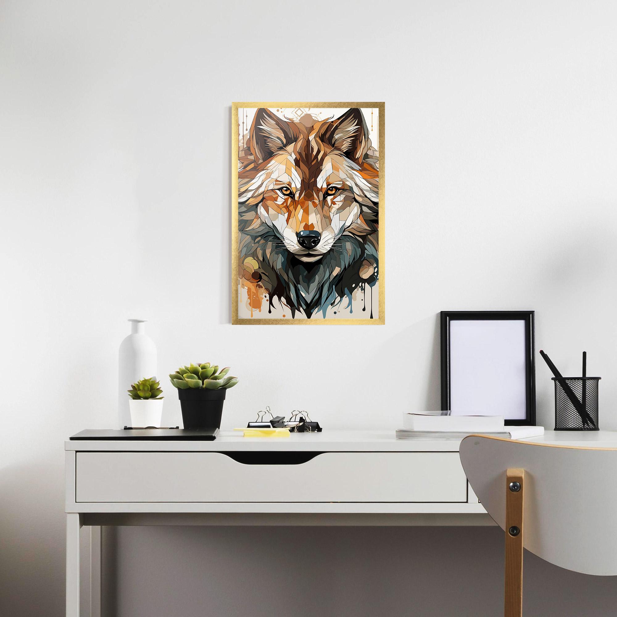 Poster Înrămat Pretty Orange Wolf mockup 7