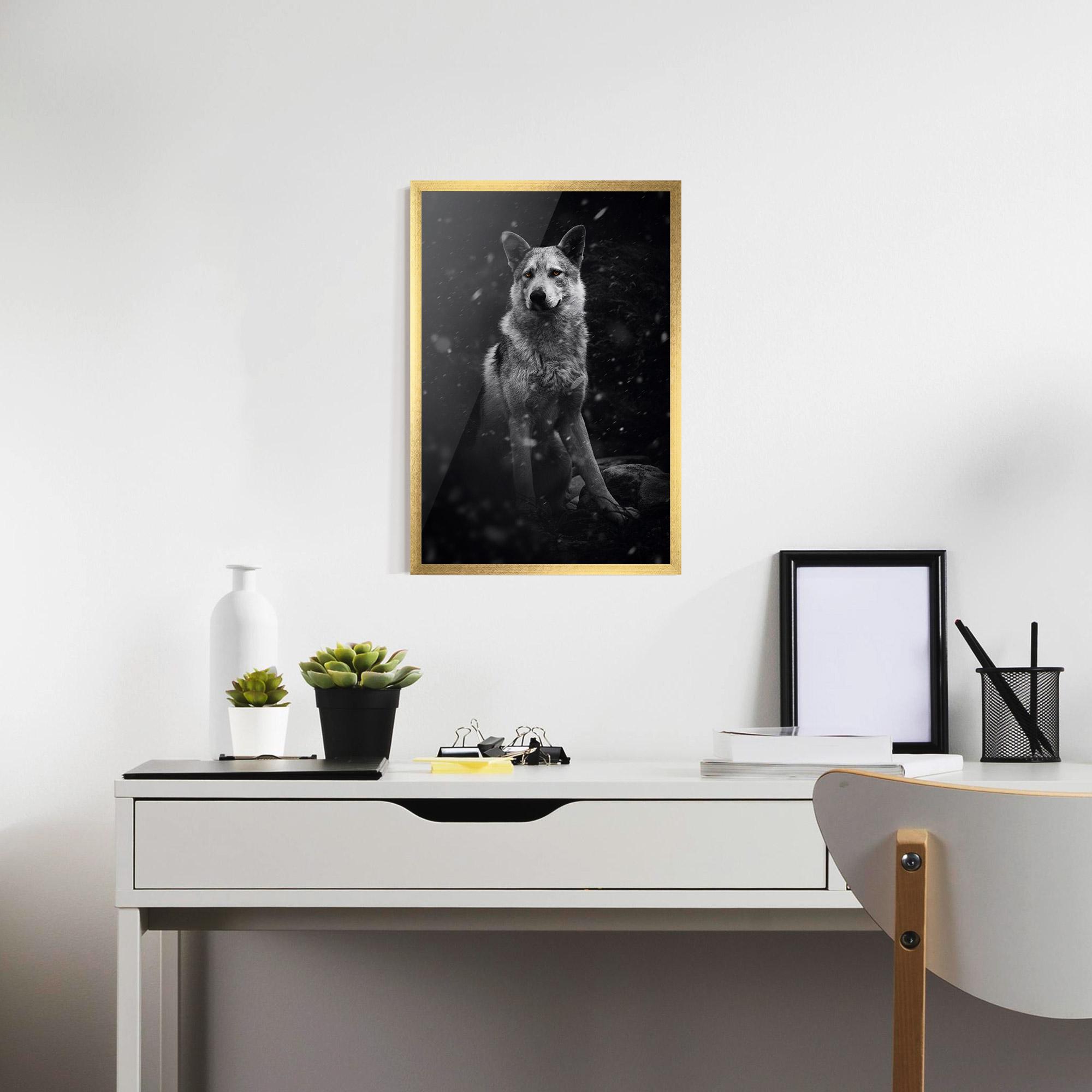 Poster Înrămat Sitting Wolf mockup 7
