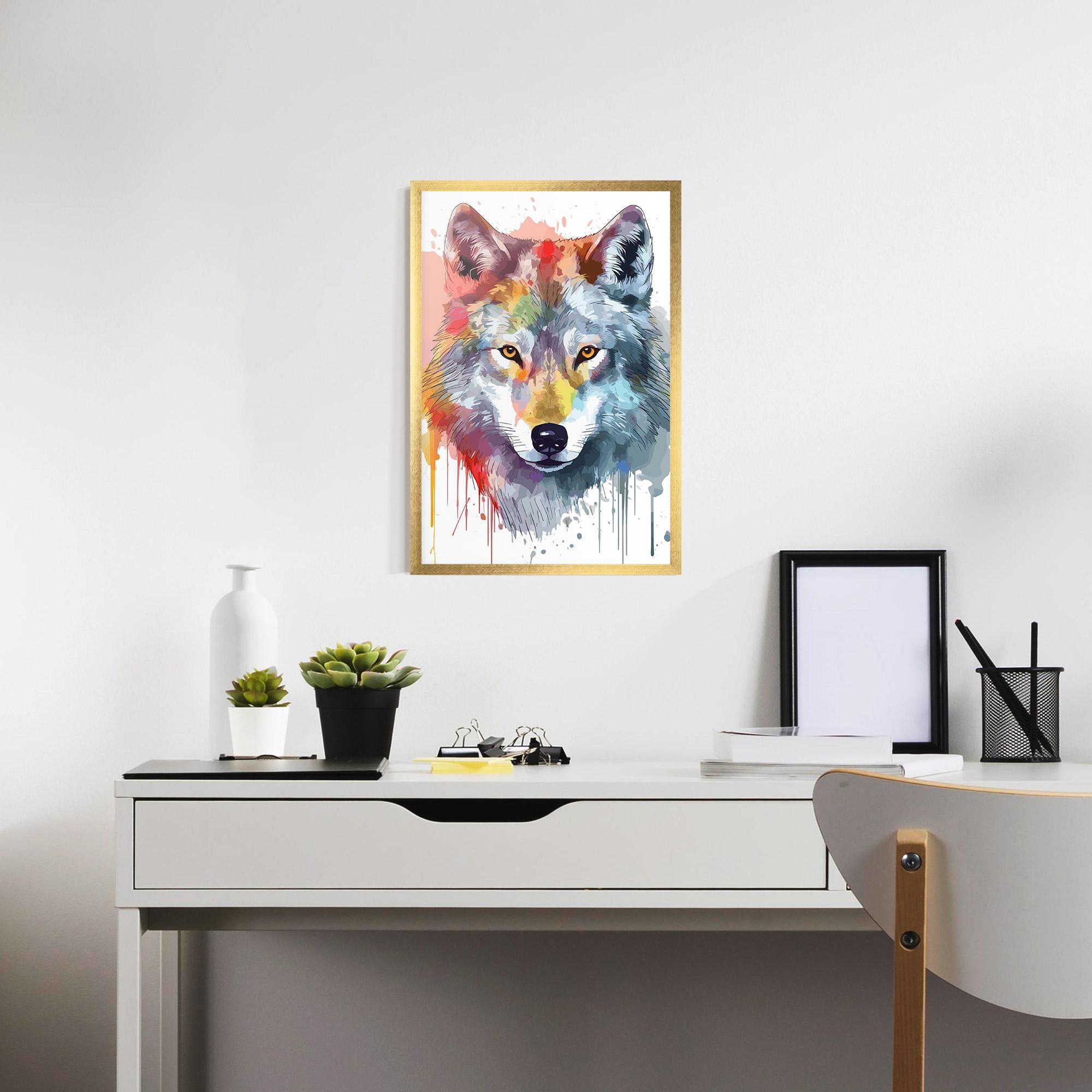 Poster Înrămat Watercolor Wolf mockup 7
