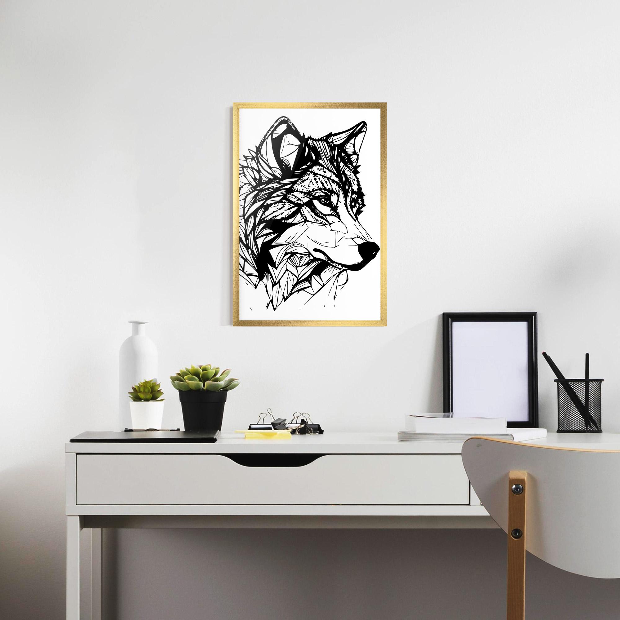 Poster Înrămat Wolf Head Line mockup 7