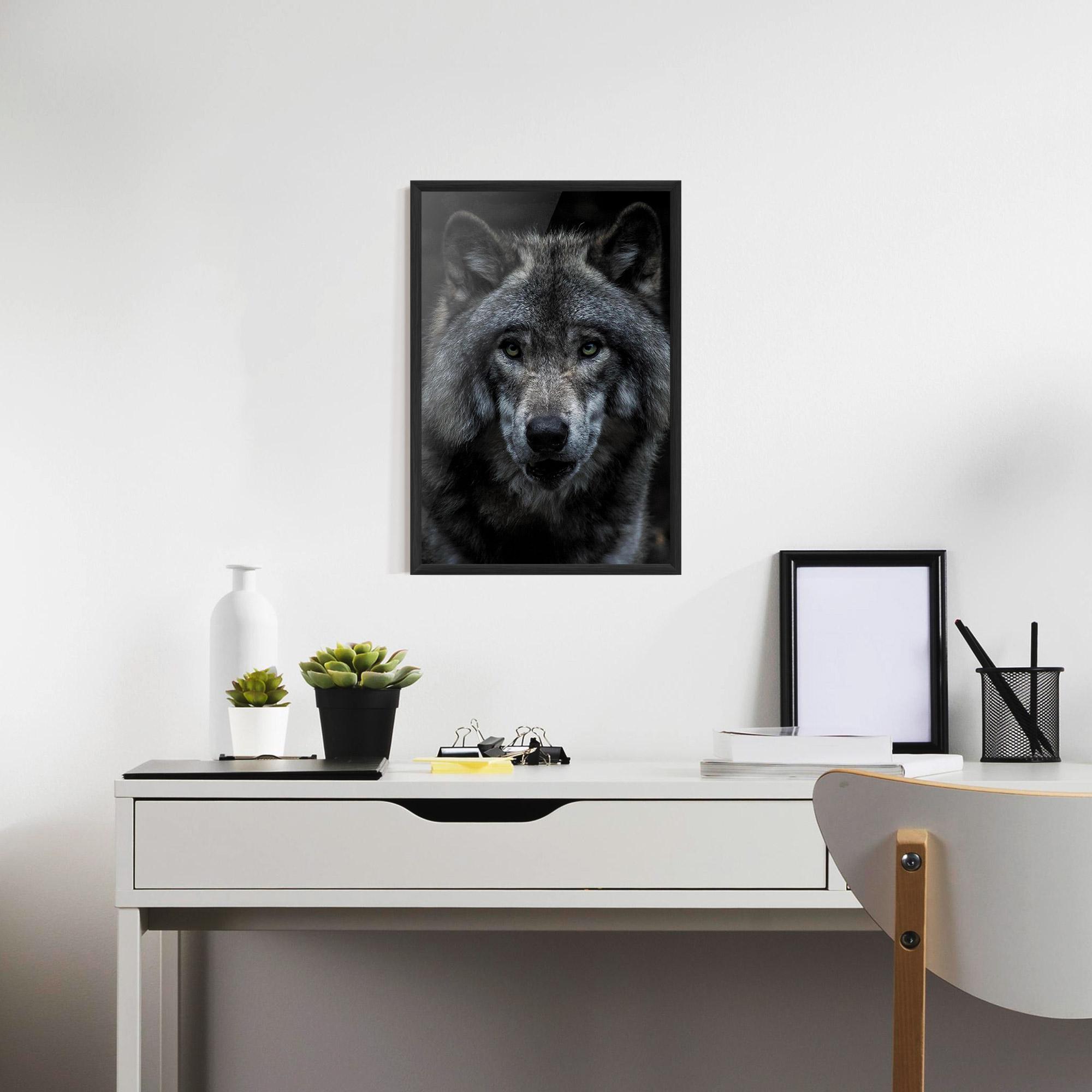 Poster Înrămat Angry Wolf mockup 7