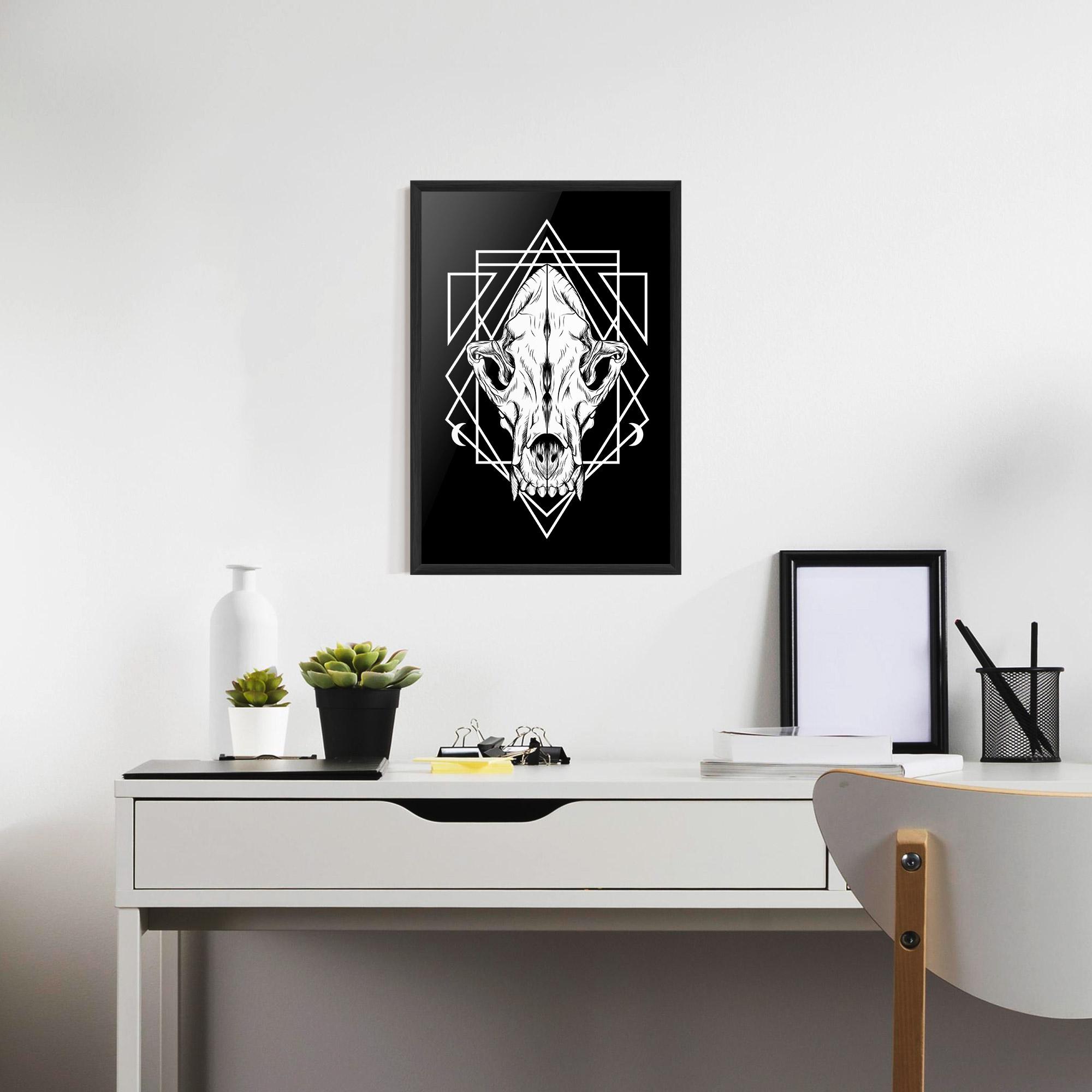 Poster Înrămat Dark Wolf Skull mockup 7