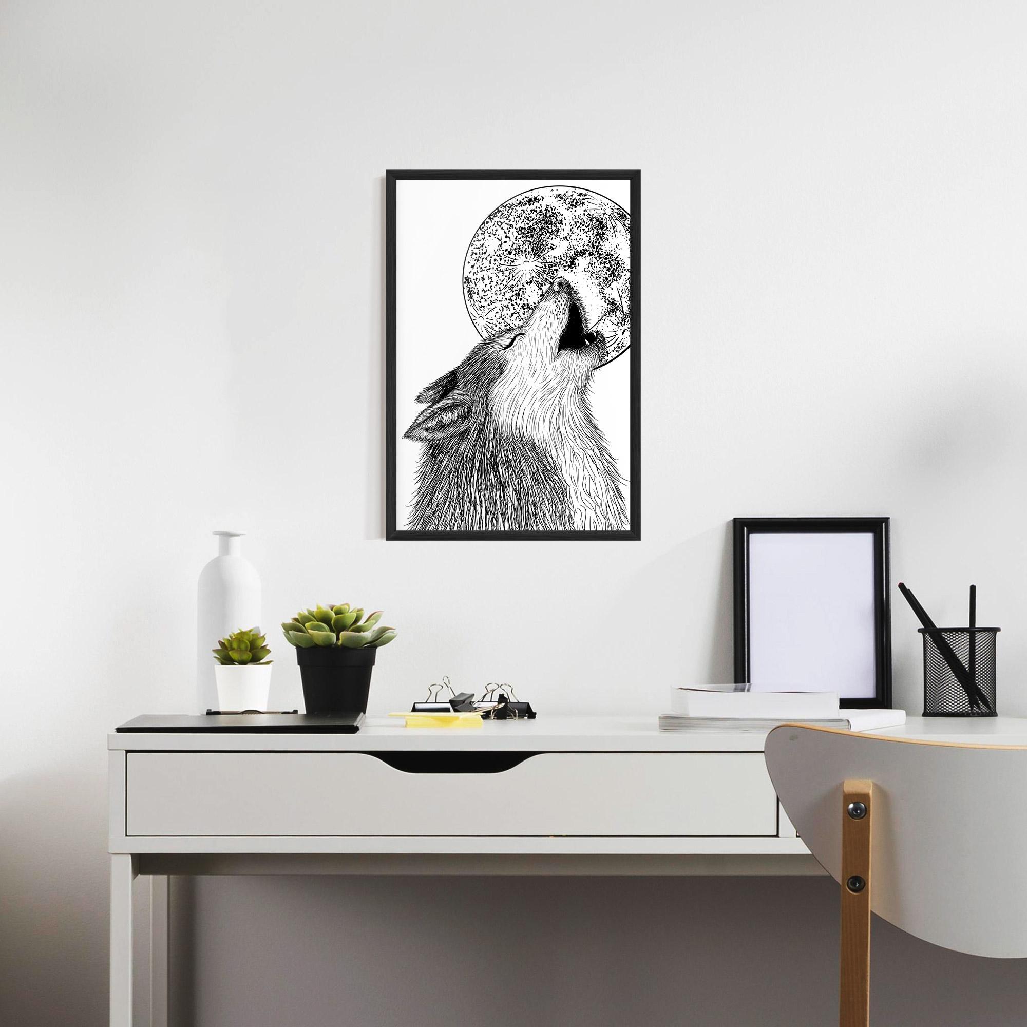 Poster Înrămat Pretty Moon Wolf mockup 7