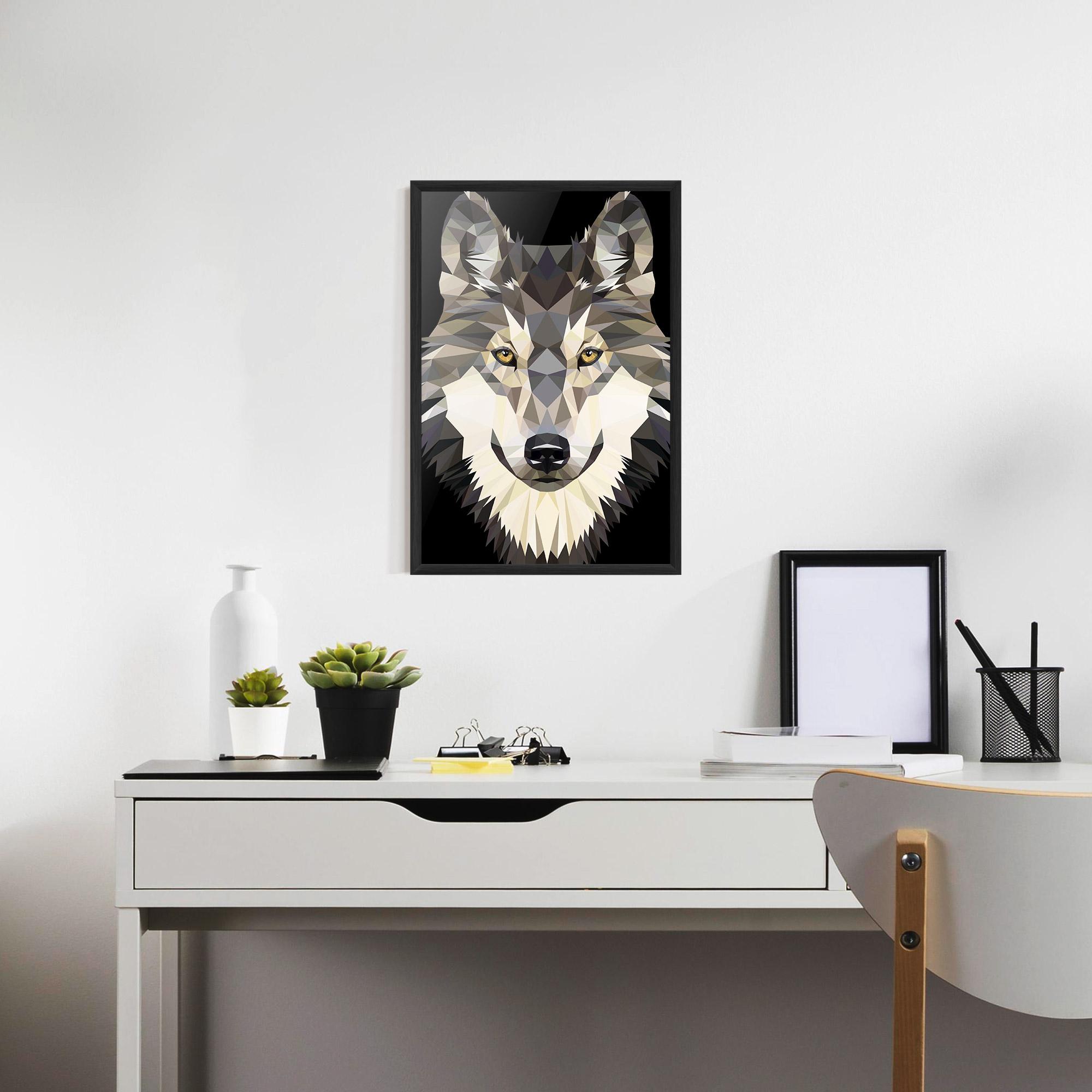 Poster Înrămat Pretty Wolf Head mockup 7