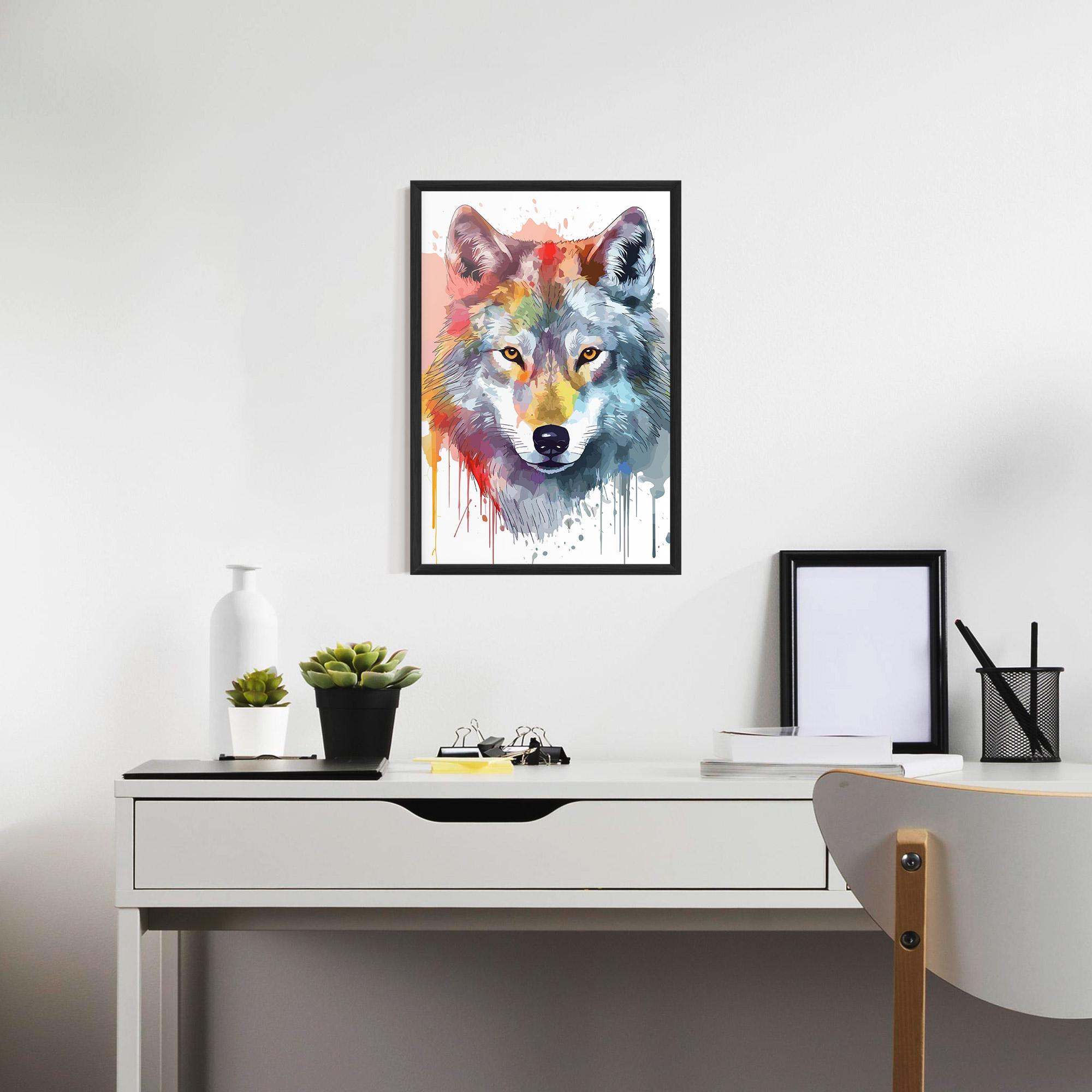 Poster Înrămat Watercolor Wolf mockup 7