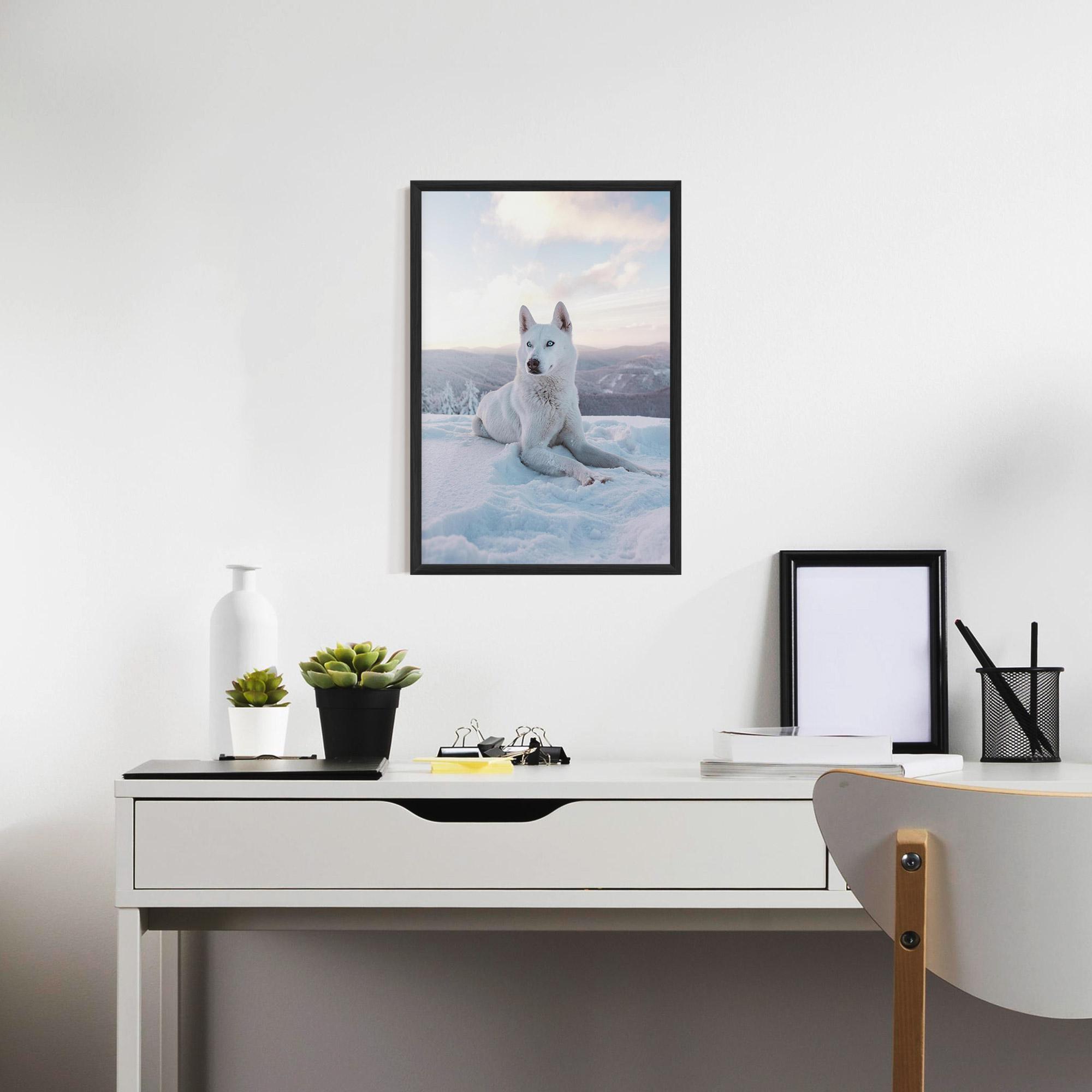 Poster Înrămat White Snow Wolf mockup 7