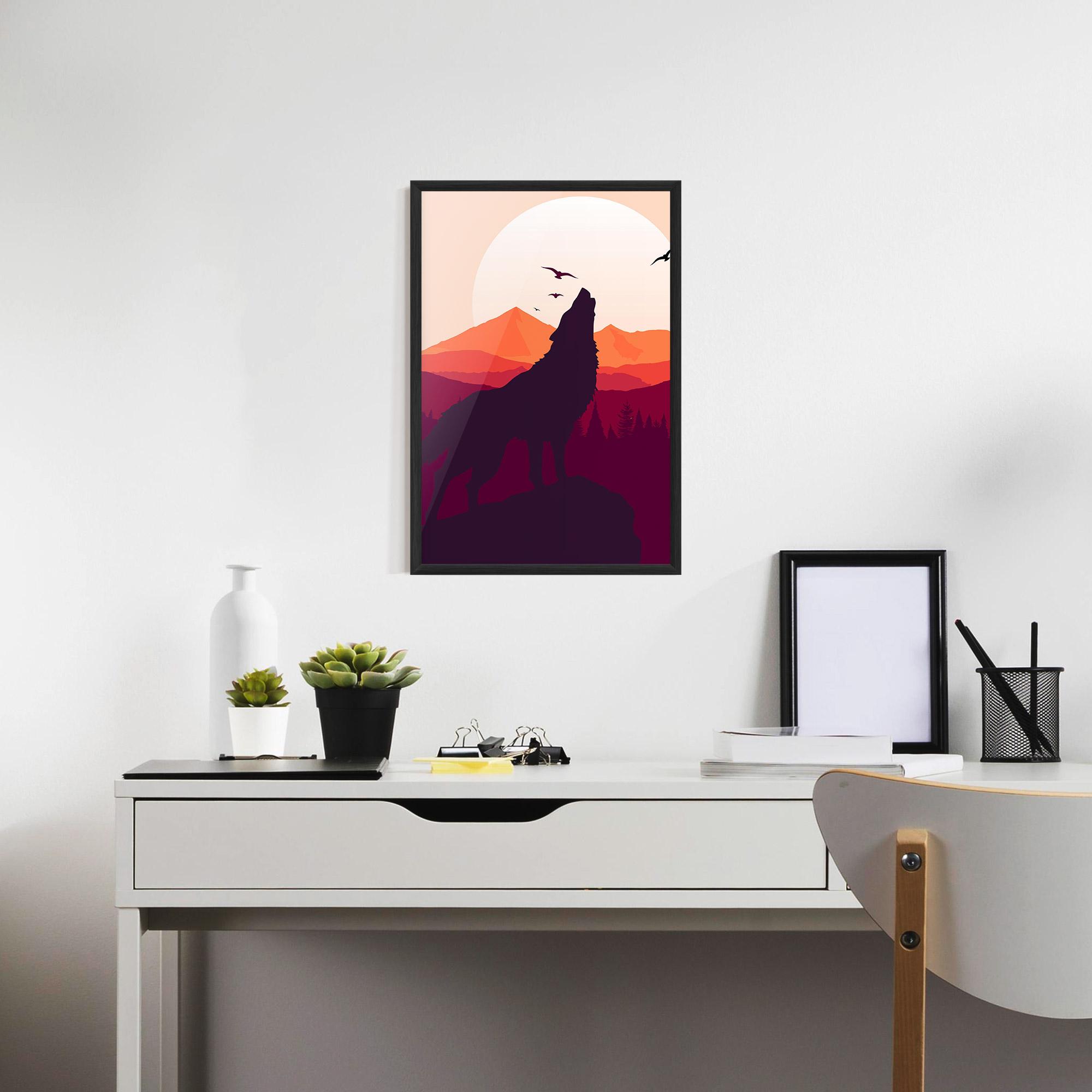 Poster Înrămat Wolf Pink Moon mockup 7