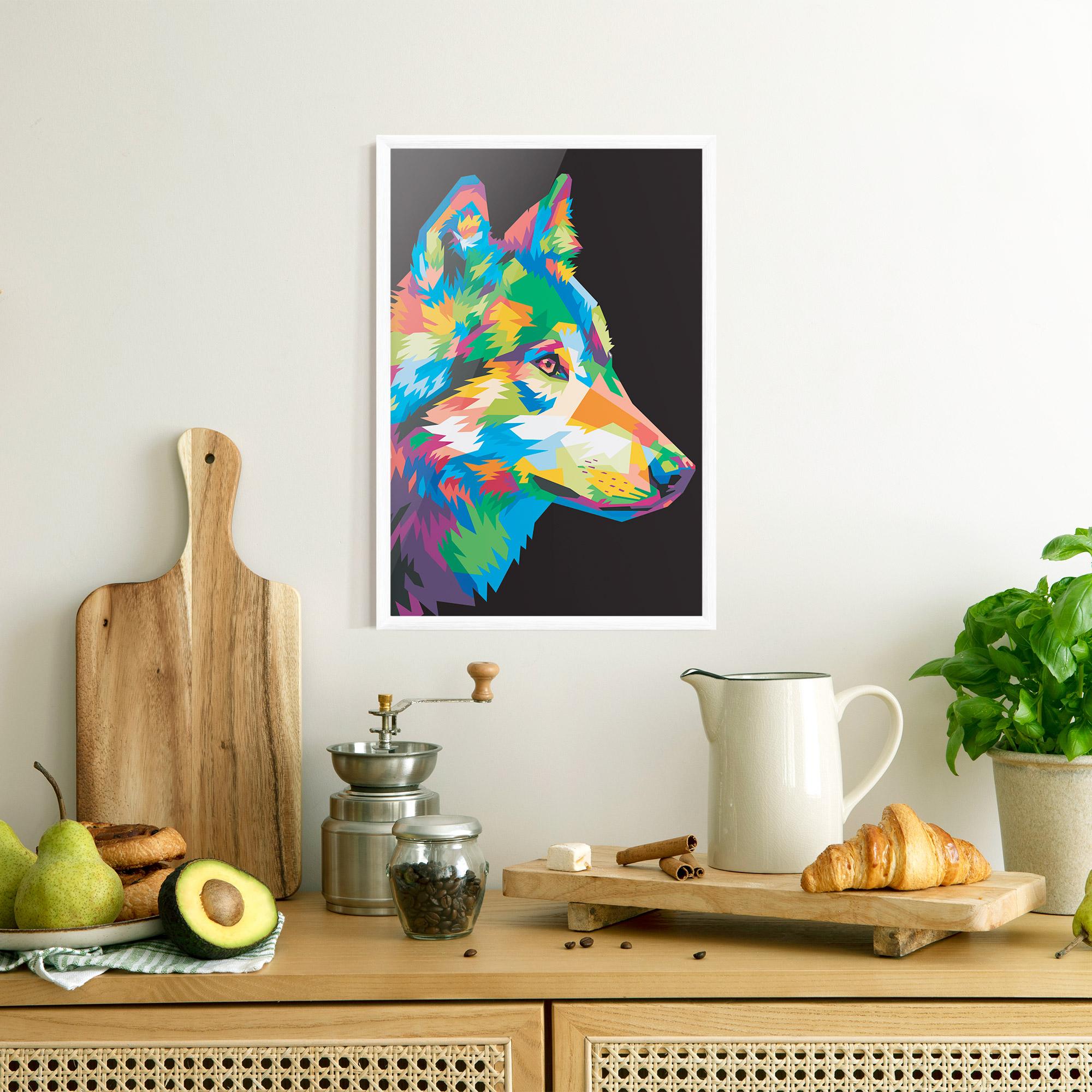 Poster Înrămat Colorful Wolf mockup 8
