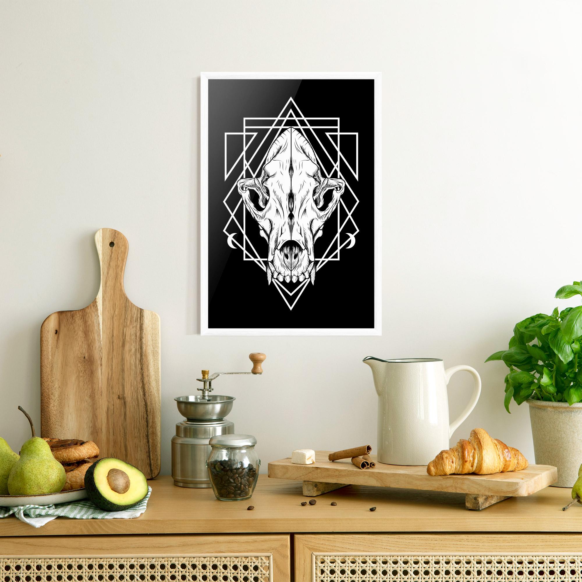 Poster Înrămat Dark Wolf Skull mockup 8