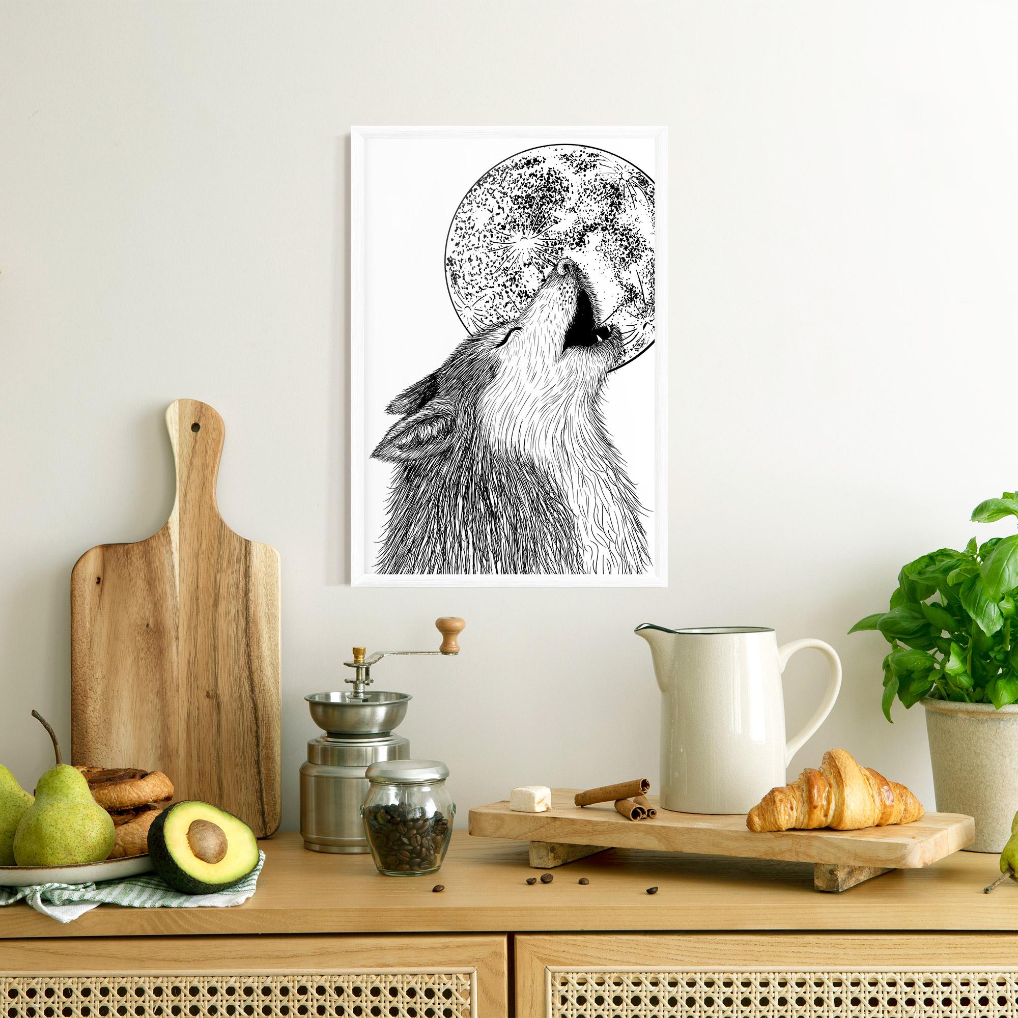 Poster Înrămat Pretty Moon Wolf mockup 8