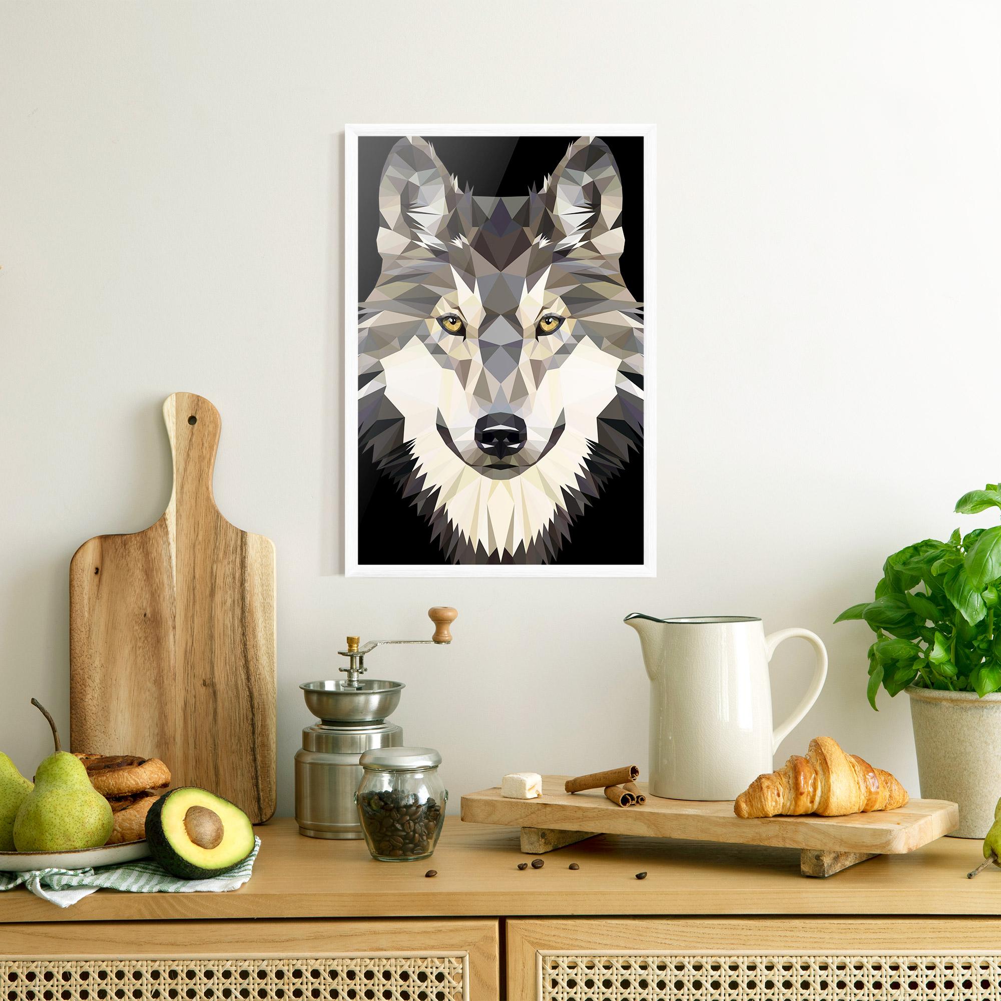Poster Înrămat Pretty Wolf Head mockup 8