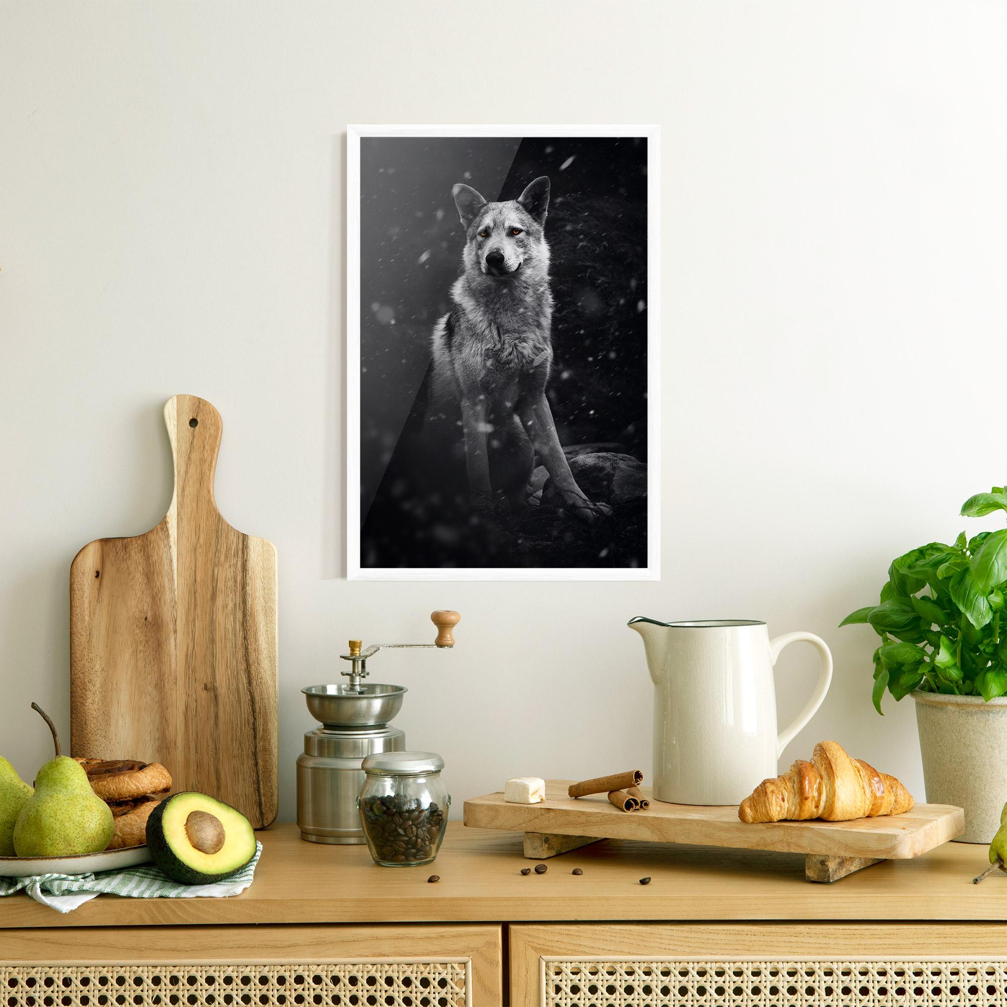 Poster Înrămat Sitting Wolf mockup 8